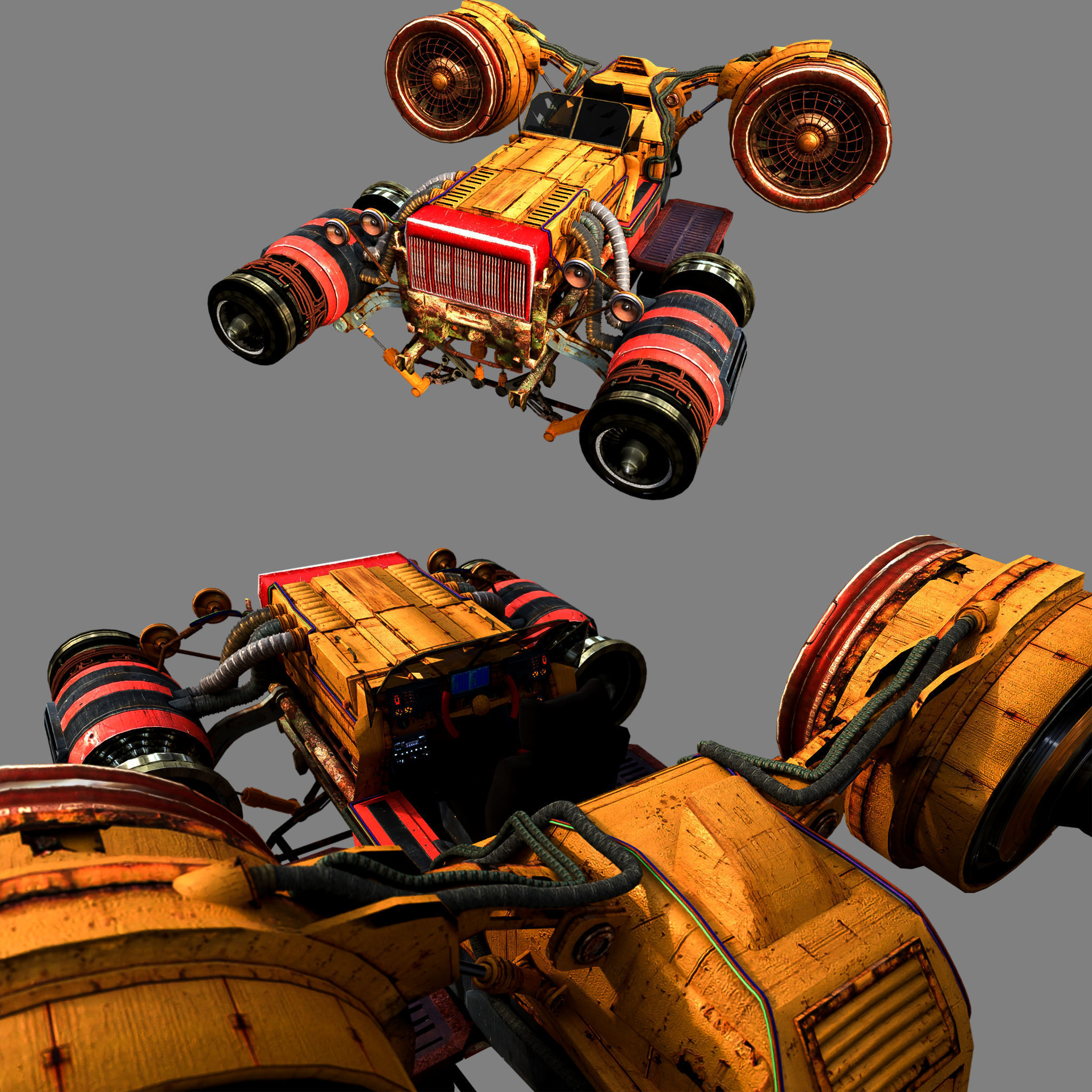 Cyber Hoover Vehicle Game ready High quality Low-poly 3D model_1