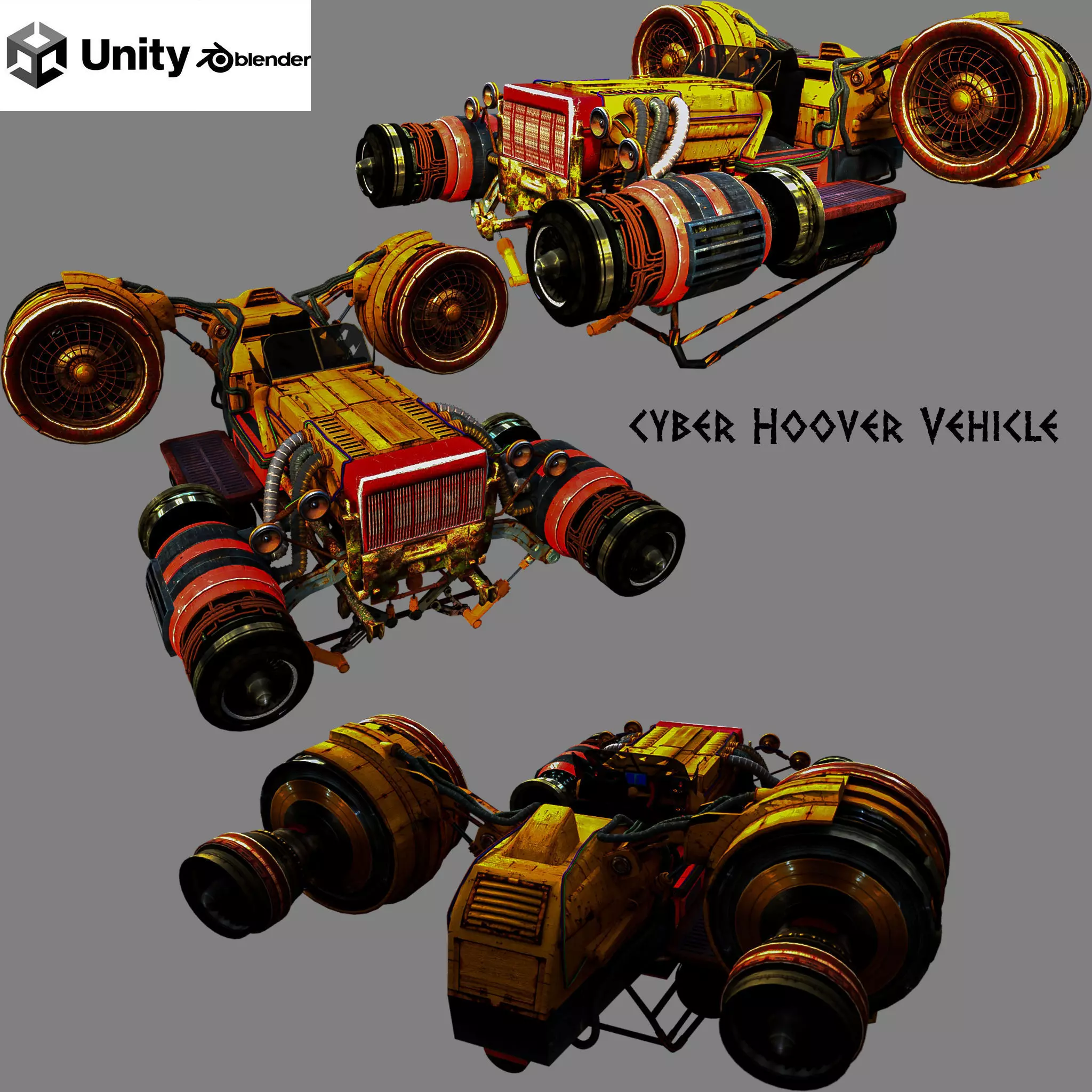 Cyber Hoover Vehicle Game ready High quality Low-poly 3D model_0