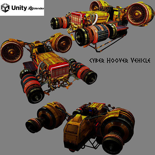 Cyber Hoover Vehicle Game ready High quality Low-poly 3D model