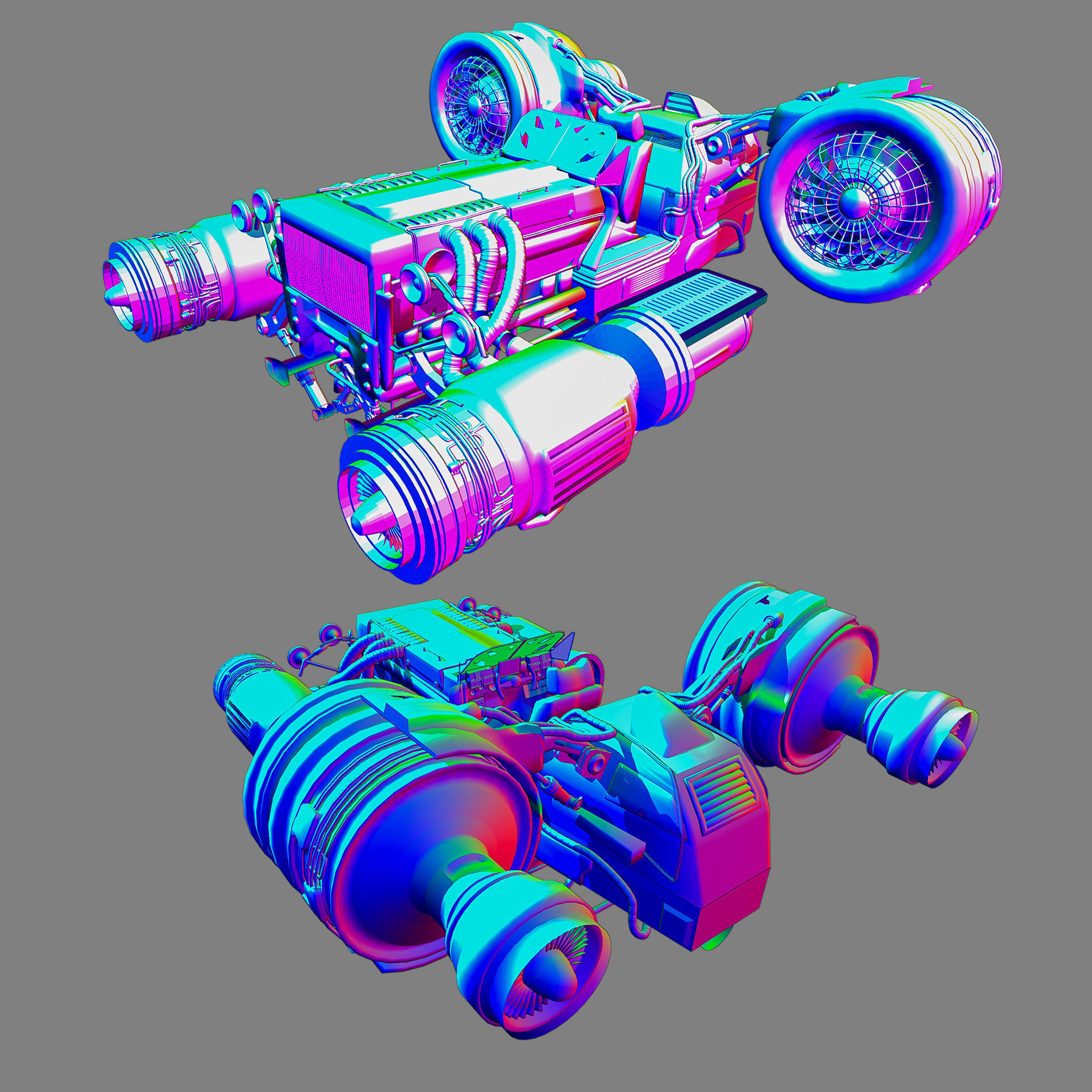 Cyber Hoover Vehicle Game ready High quality Low-poly 3D model_4