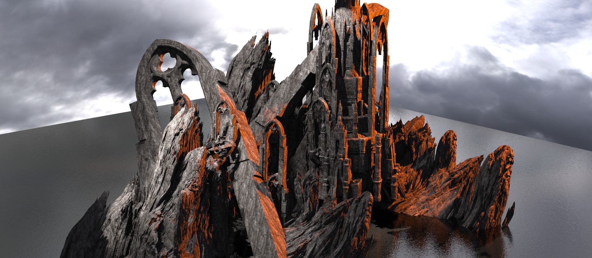 Gorgoroth Temple Fortress Ruins bridge 3D model_1