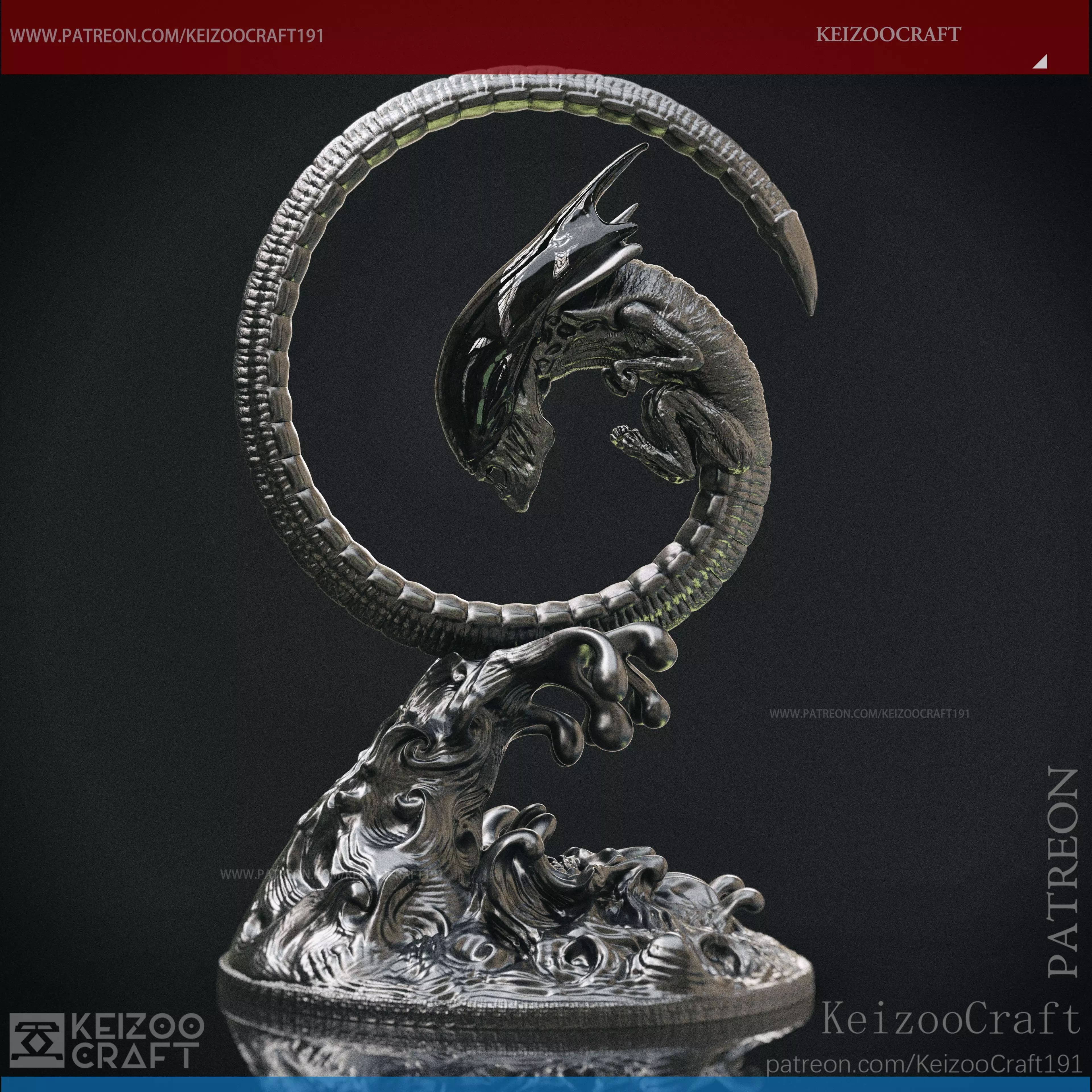 ALIEN-QUEEN CHESTBURSTER-ALIEN XENOMORPH 3D model 3D printable | CGTrader, image size:3840x3840