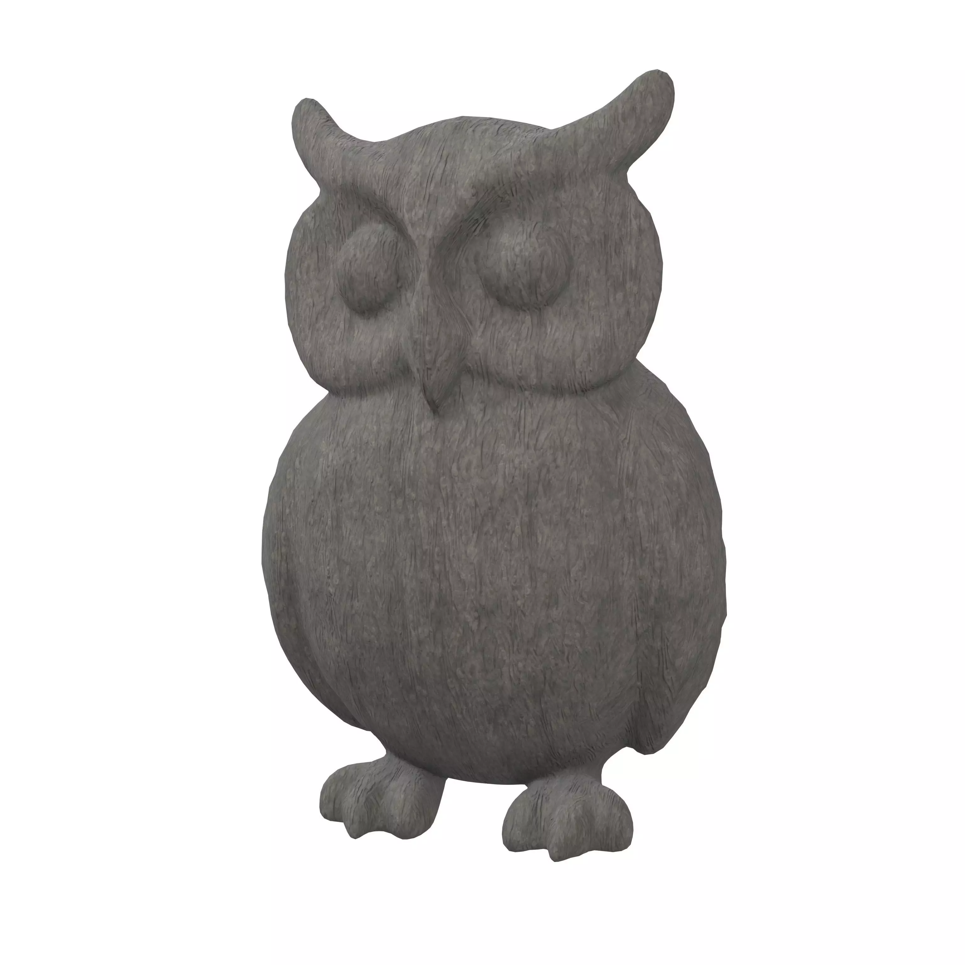 Wood Owl Sculpture v1 002 Low-poly 3D model_0