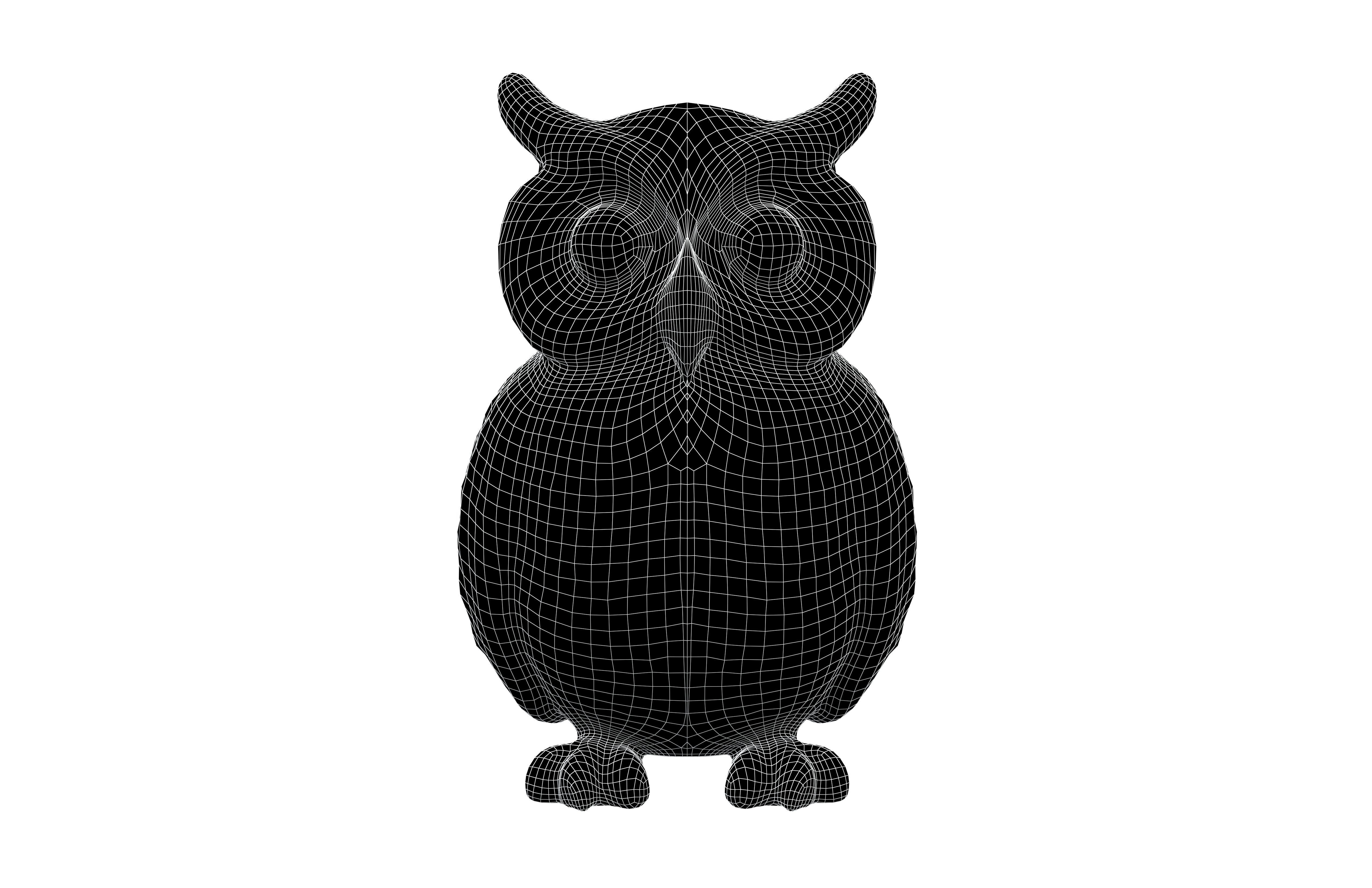 Wood Owl Sculpture v1 002 Low-poly 3D model_6