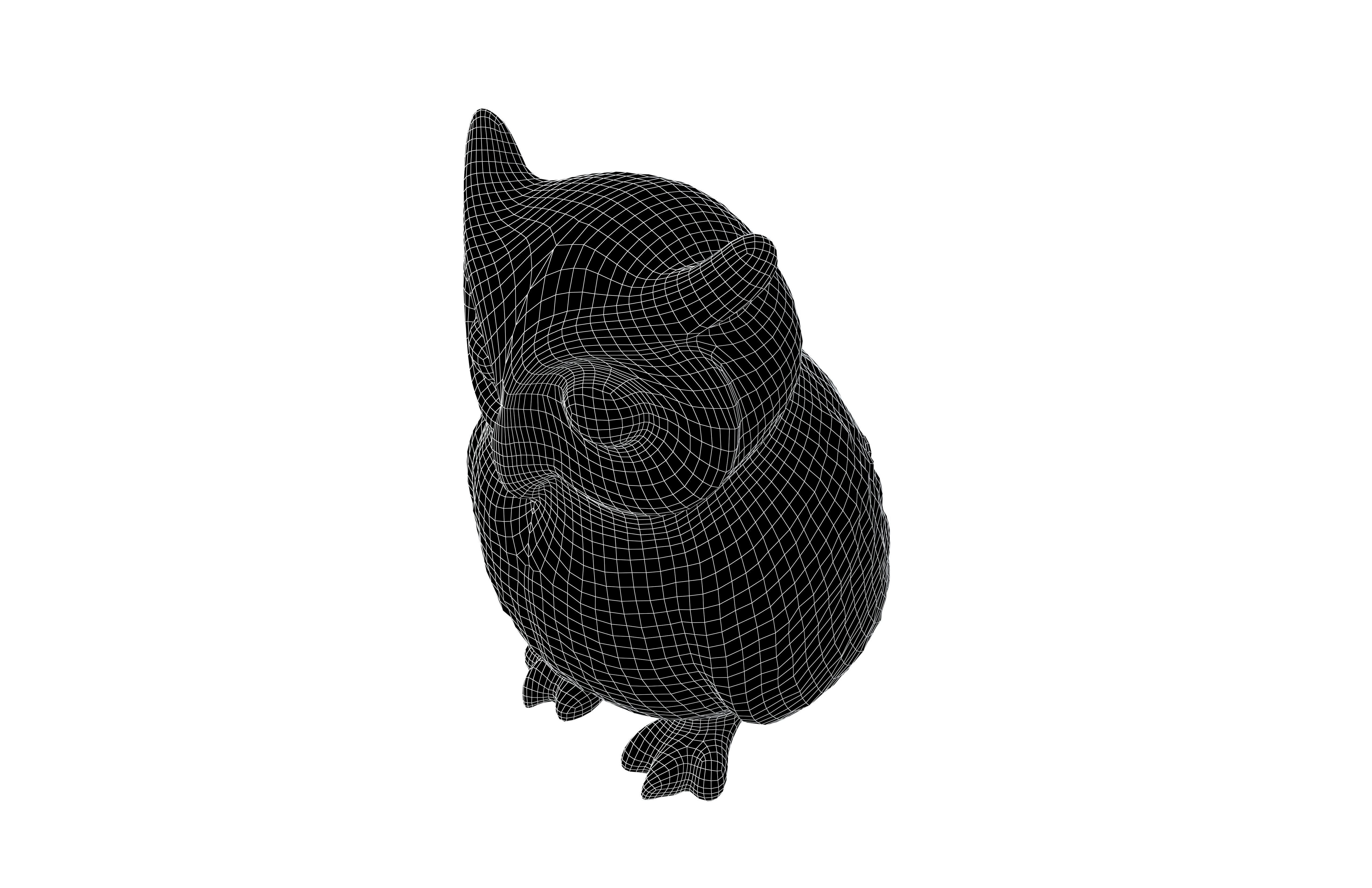 Wood Owl Sculpture v1 002 Low-poly 3D model_7