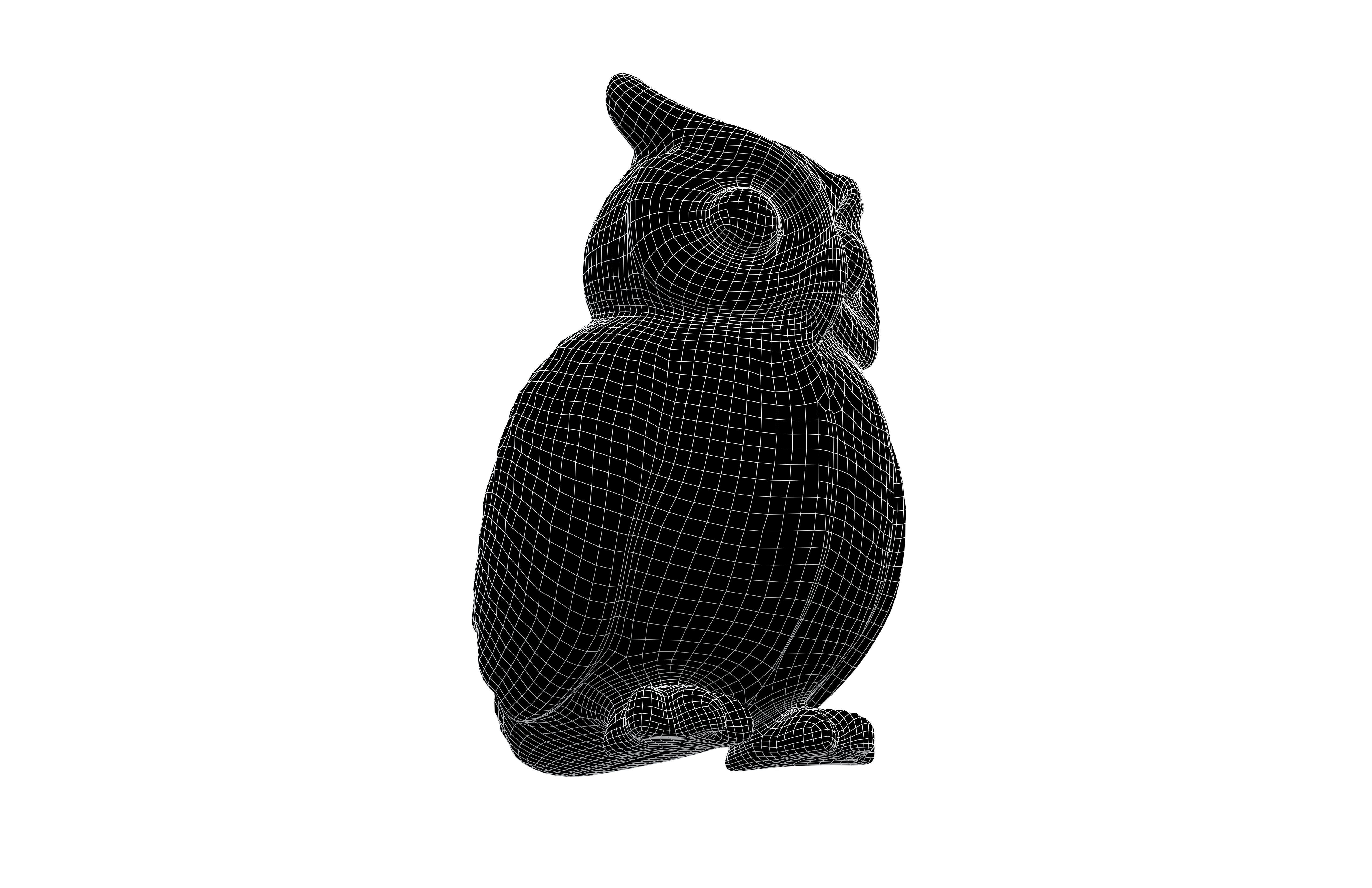 Wood Owl Sculpture v1 002 Low-poly 3D model_5