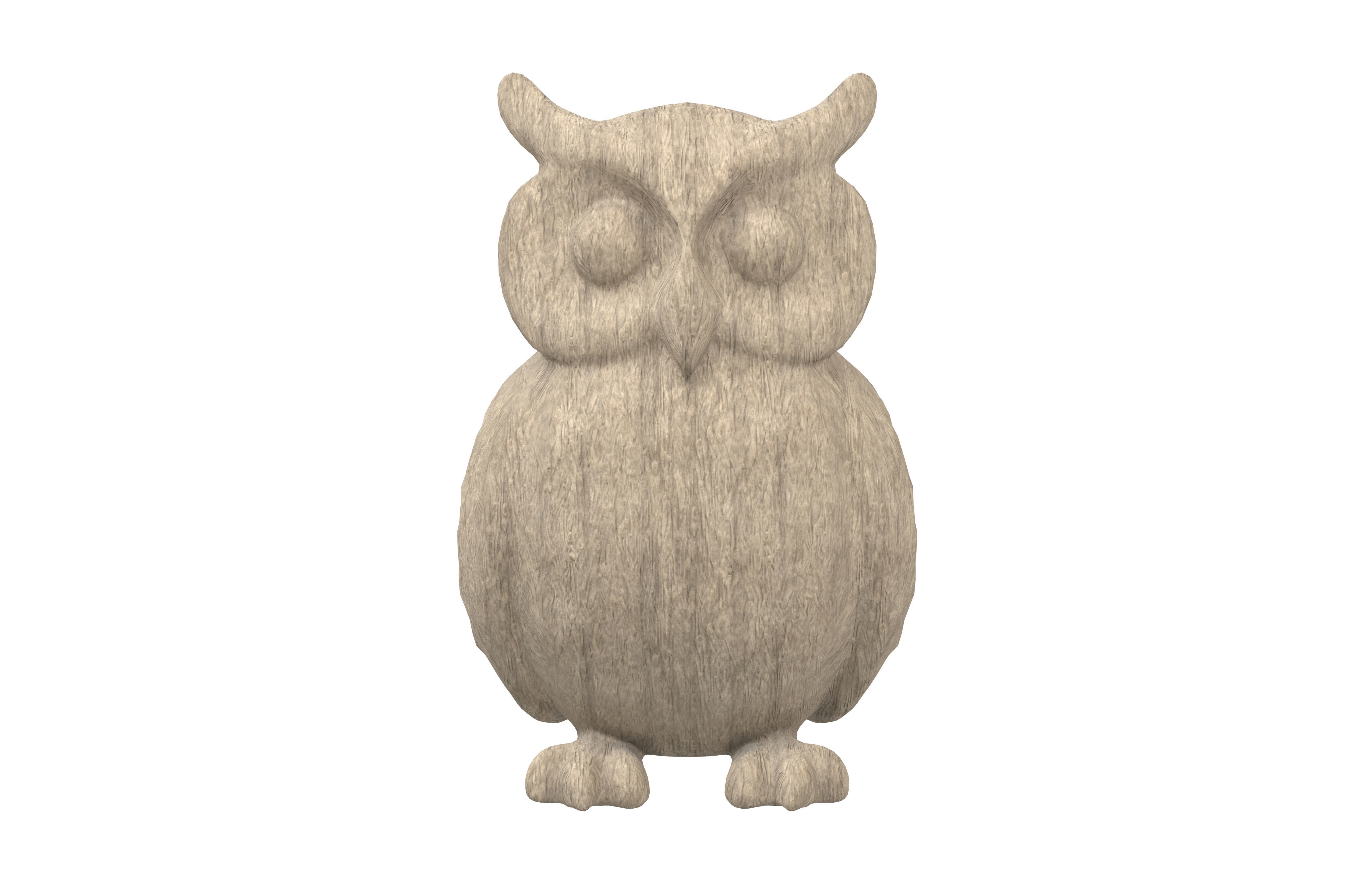 Wood Owl Sculpture v1 004 Low-poly 3D model_1