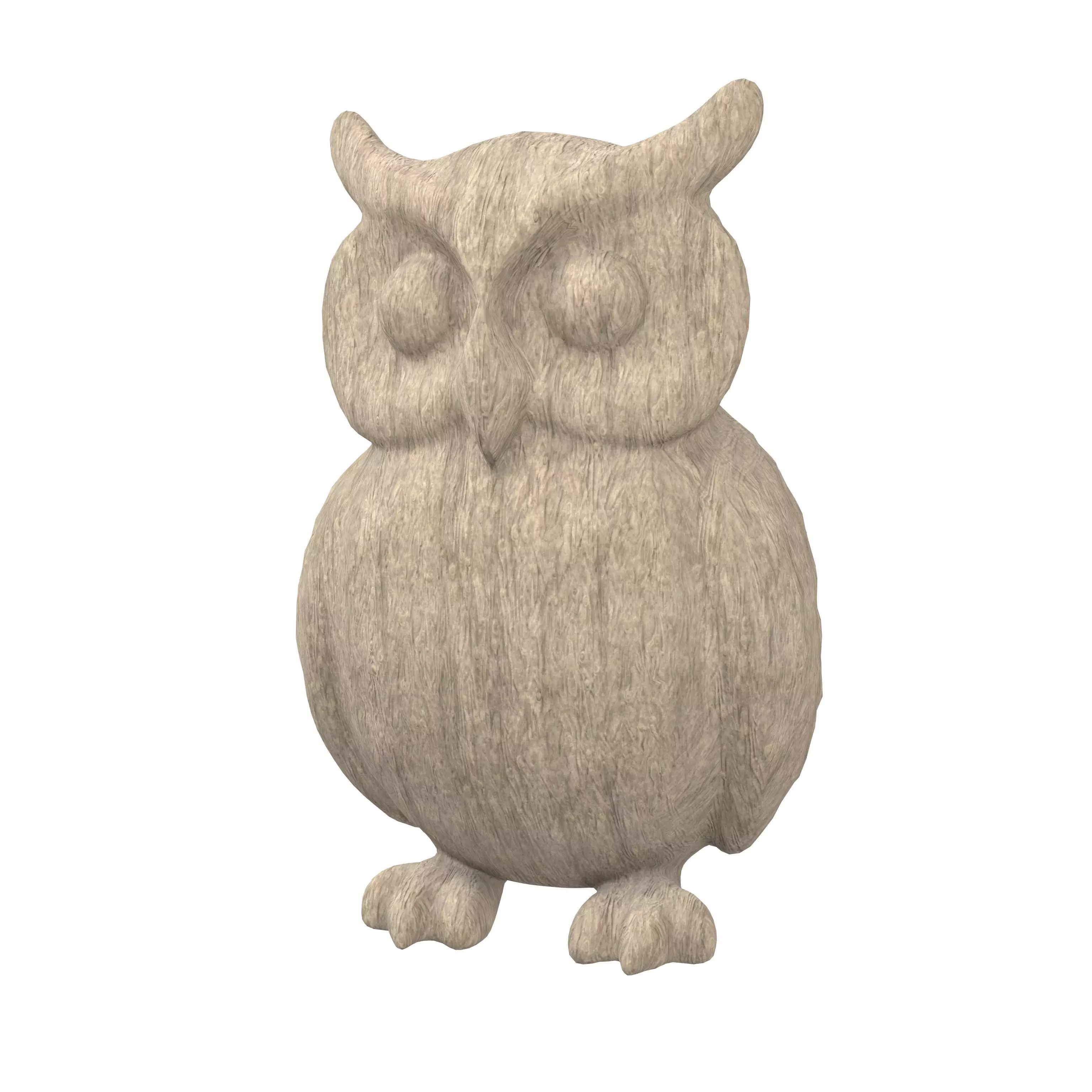 Wood Owl Sculpture v1 004 Low-poly 3D model_0