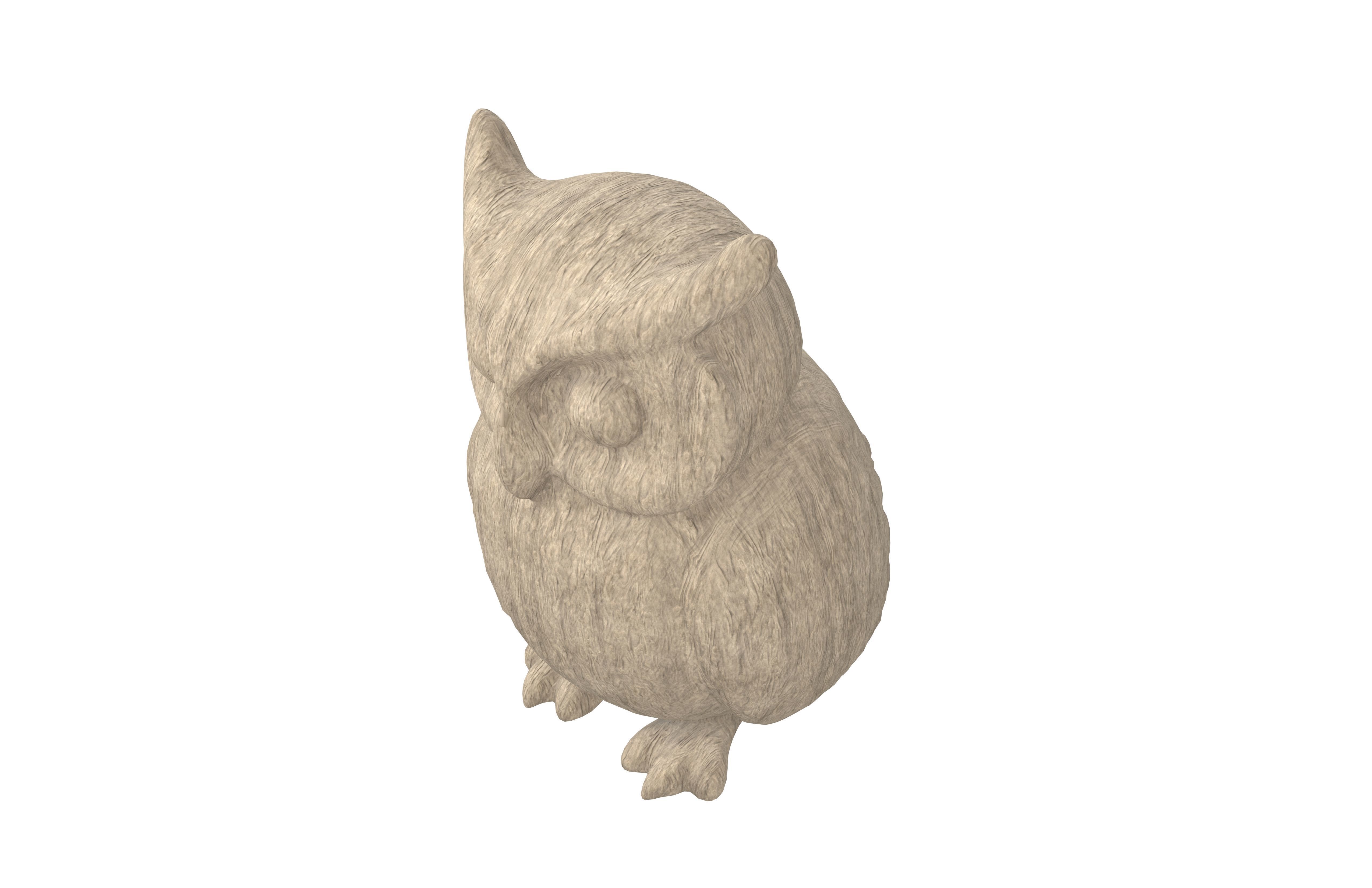 Wood Owl Sculpture v1 004 Low-poly 3D model_2