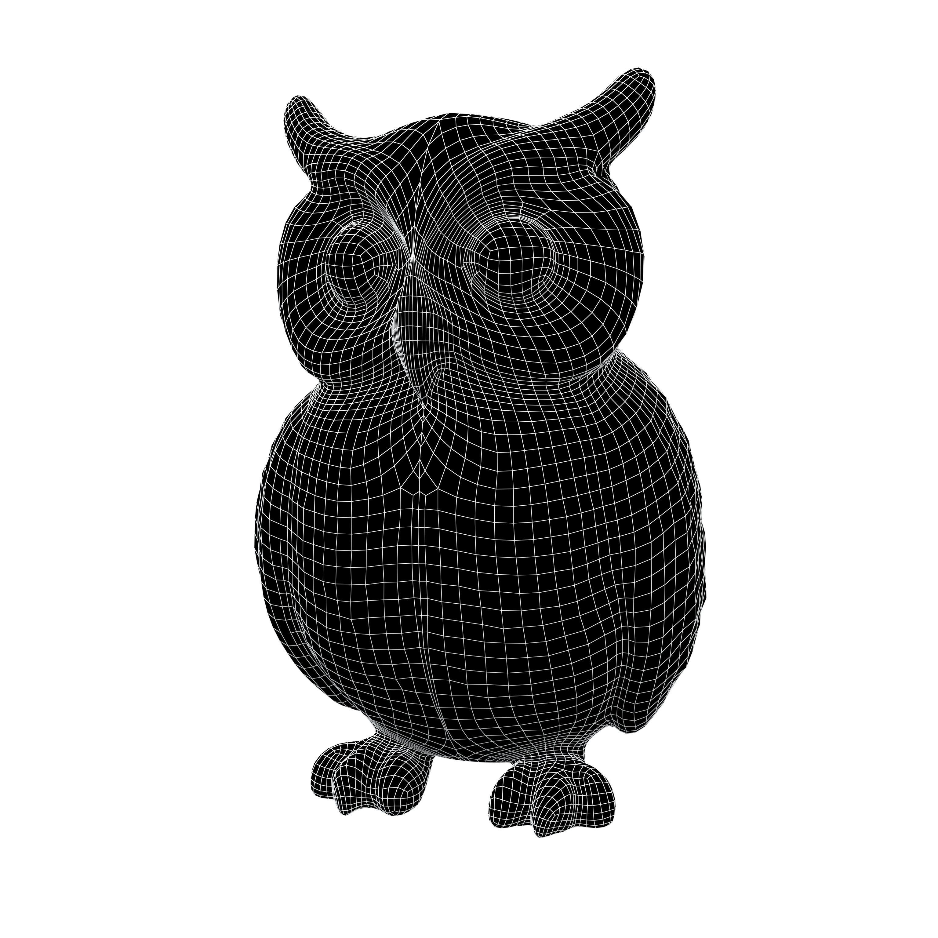 Wood Owl Sculpture v1 004 Low-poly 3D model_4
