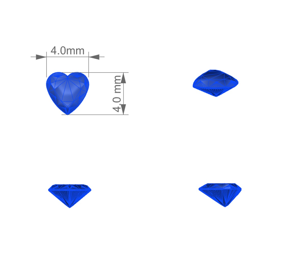 4 mm Heart Diamond - GIA Standard Stone 3D print model_2