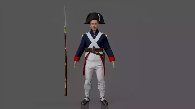Napoleon soldier Low-poly 3D model