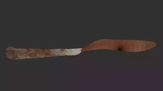 Dinner knife wooden handle rust metal heel