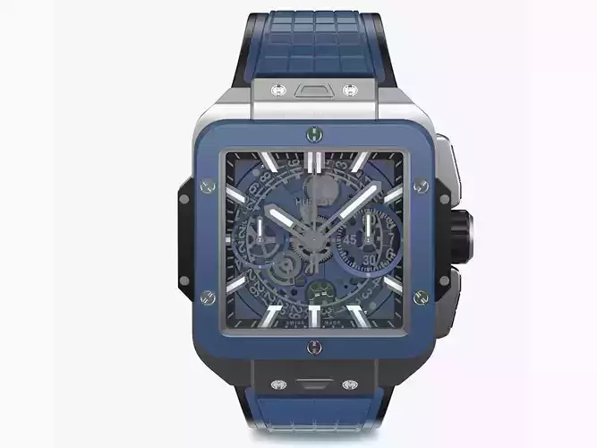 Hublot Square Bang Unico Titanium Blue Ceramic 42mm Watch 3D model