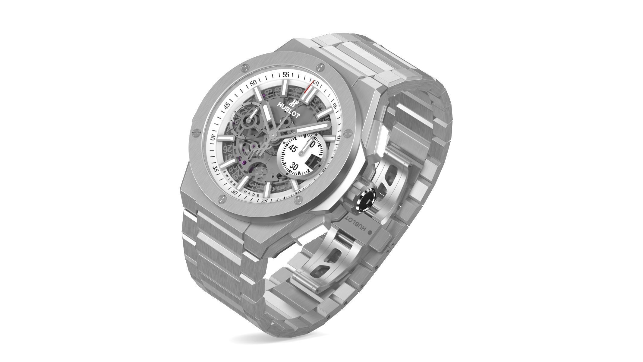 Hublot Big Bang Integranted 42mm White Luxury Watch 3D model_2