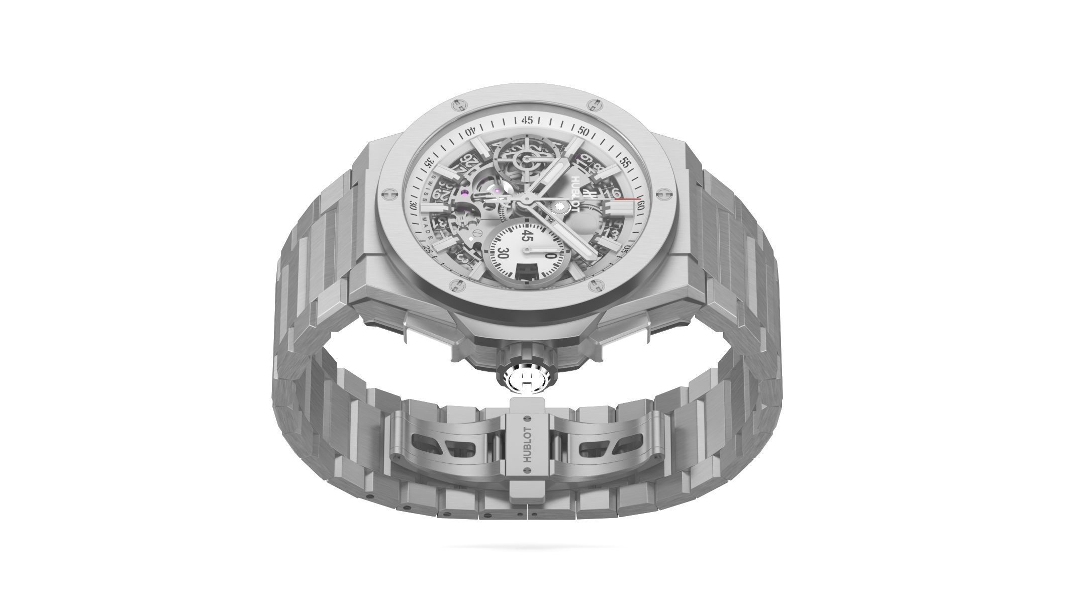 Hublot Big Bang Integranted 42mm White Luxury Watch 3D model_8