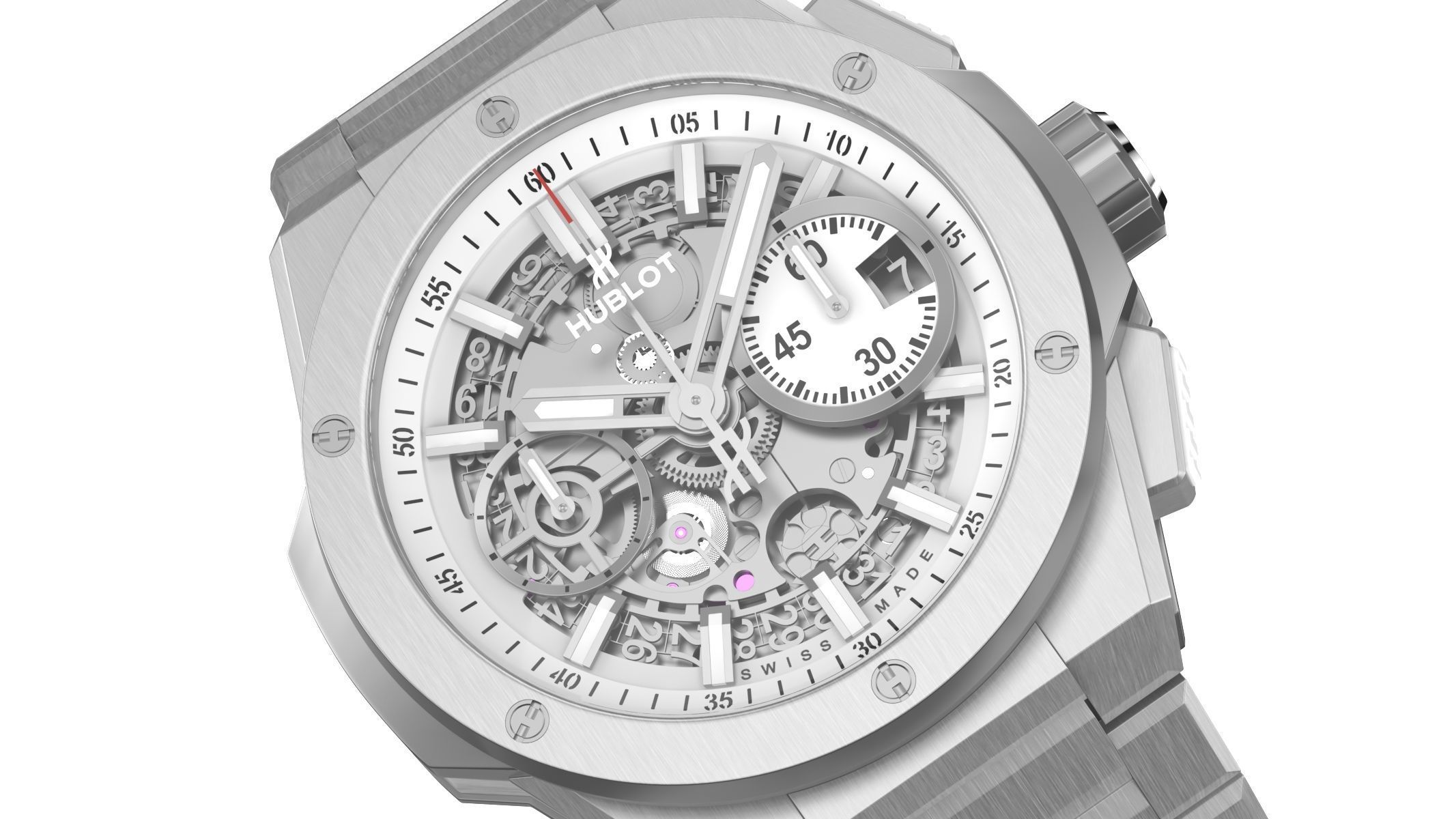 Hublot Big Bang Integranted 42mm White Luxury Watch 3D model_3
