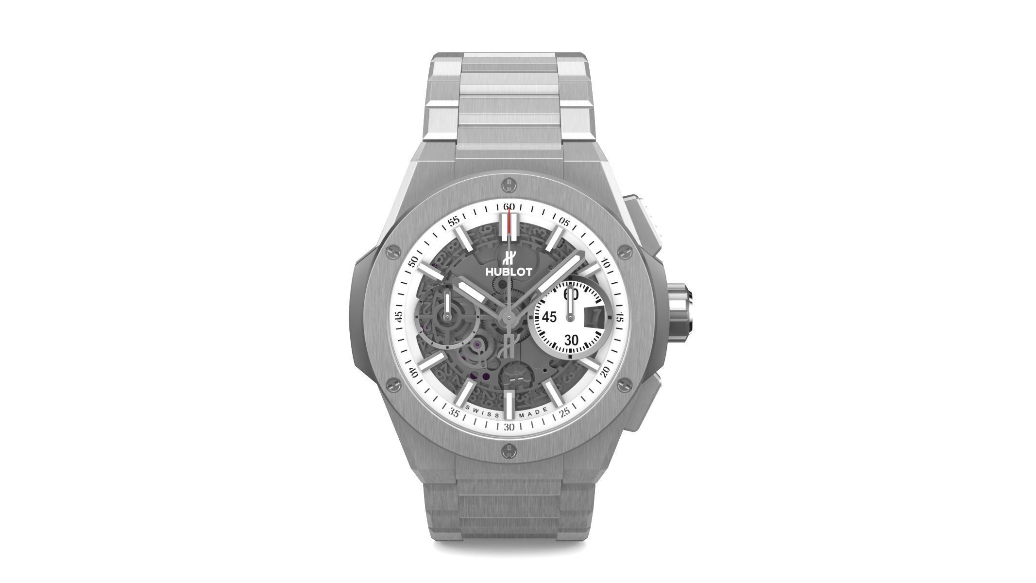 Hublot Big Bang Integranted 42mm White Luxury Watch 3D model_1