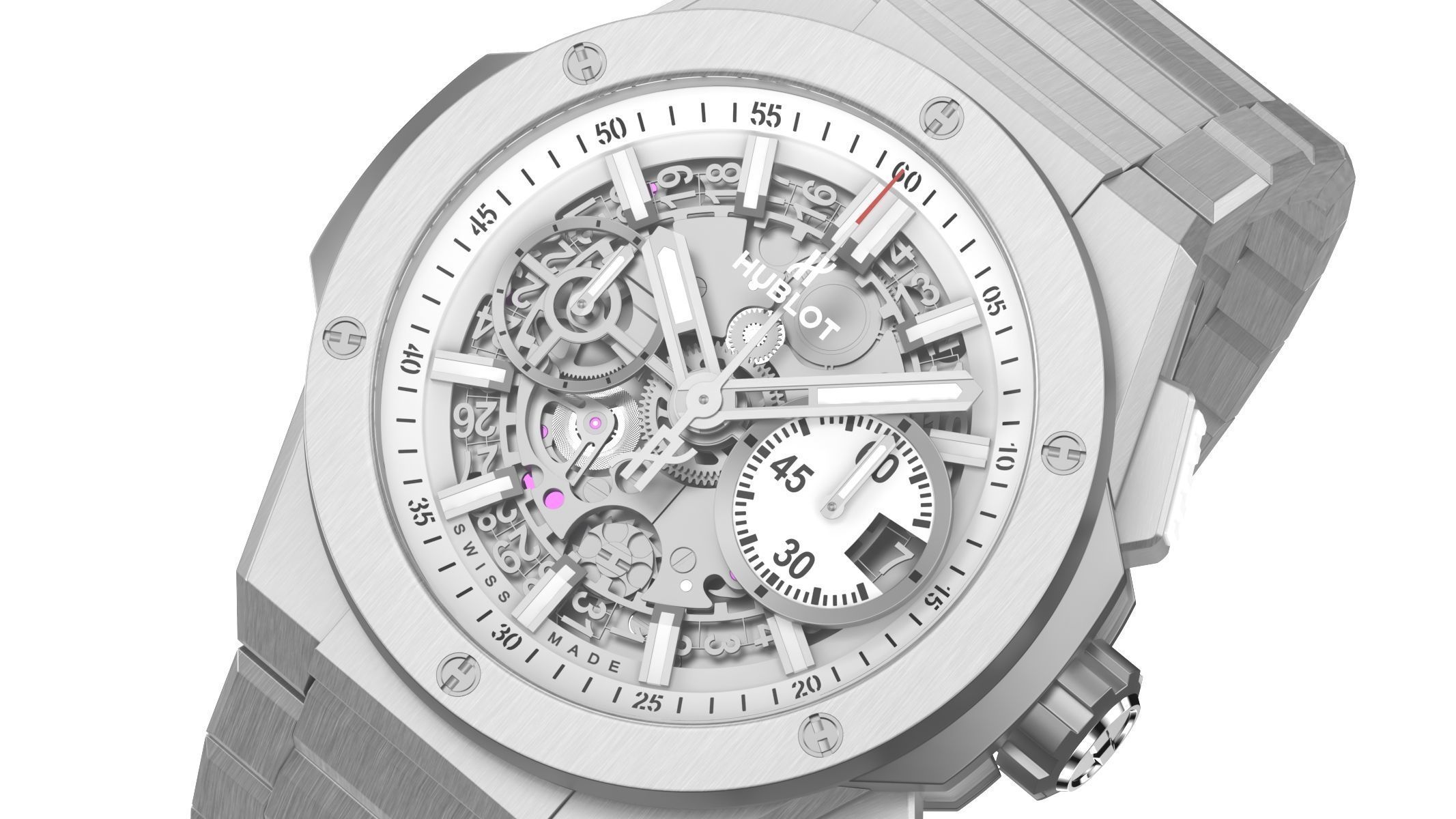 Hublot Big Bang Integranted 42mm White Luxury Watch 3D model_4