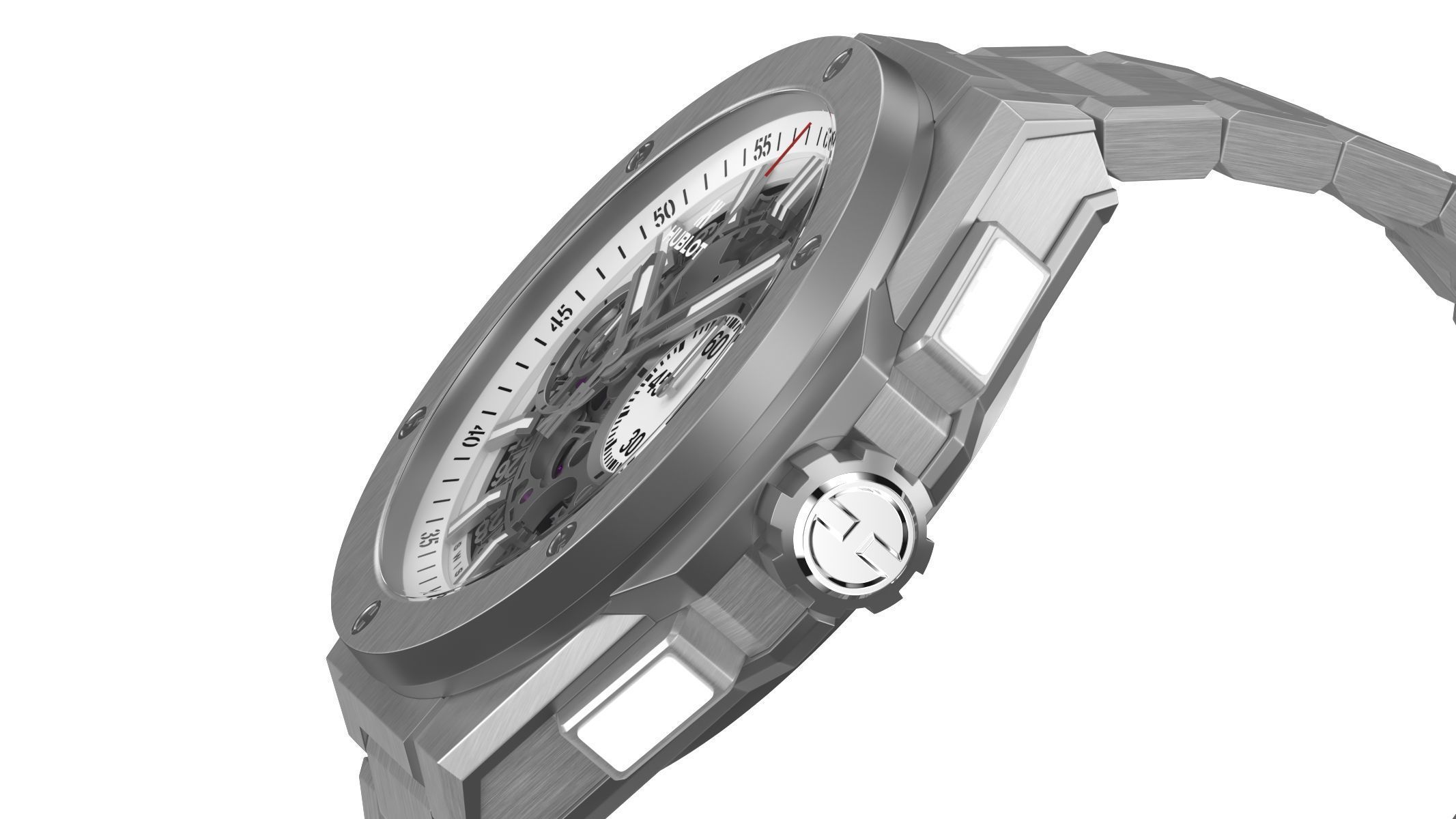 Hublot Big Bang Integranted 42mm White Luxury Watch 3D model_7