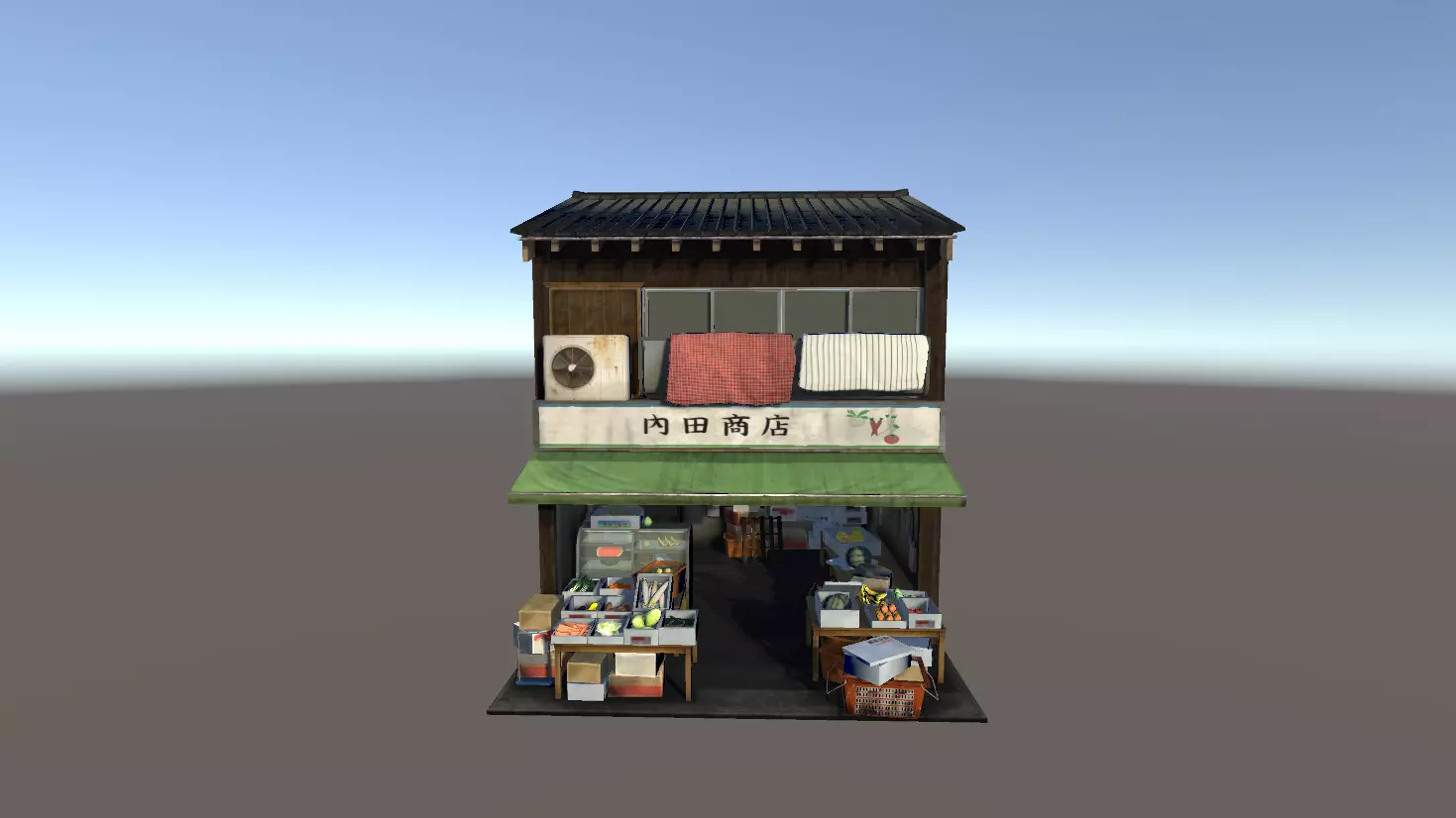 Japanese Tradition Store Unity Ready Low-poly 3D model_0