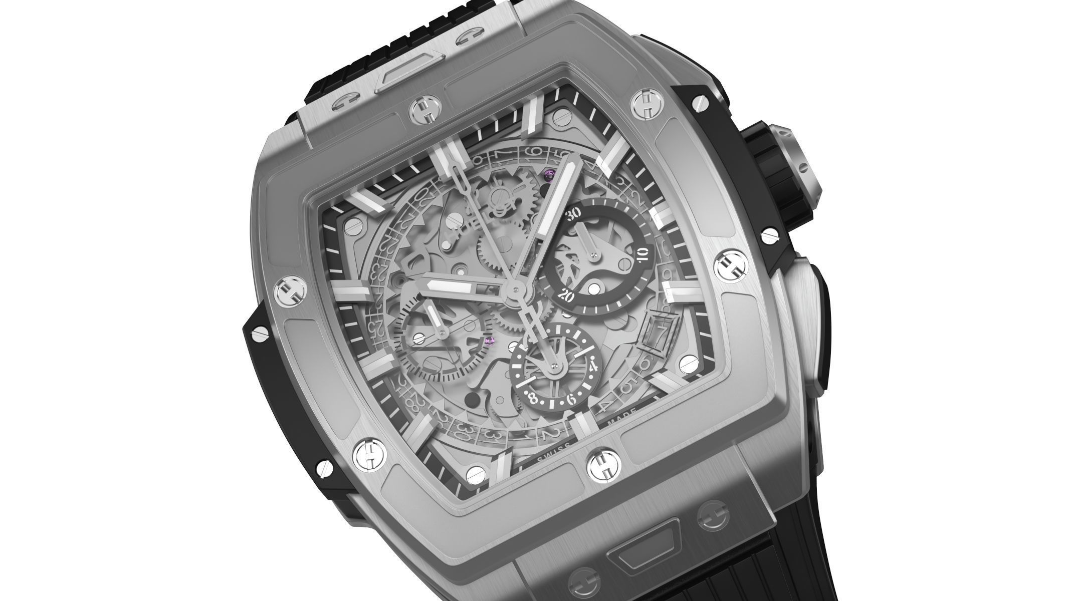 Hublot Spirit Of Big Bang Titanium Ceramic 42mm Silver Watch 3D model_3