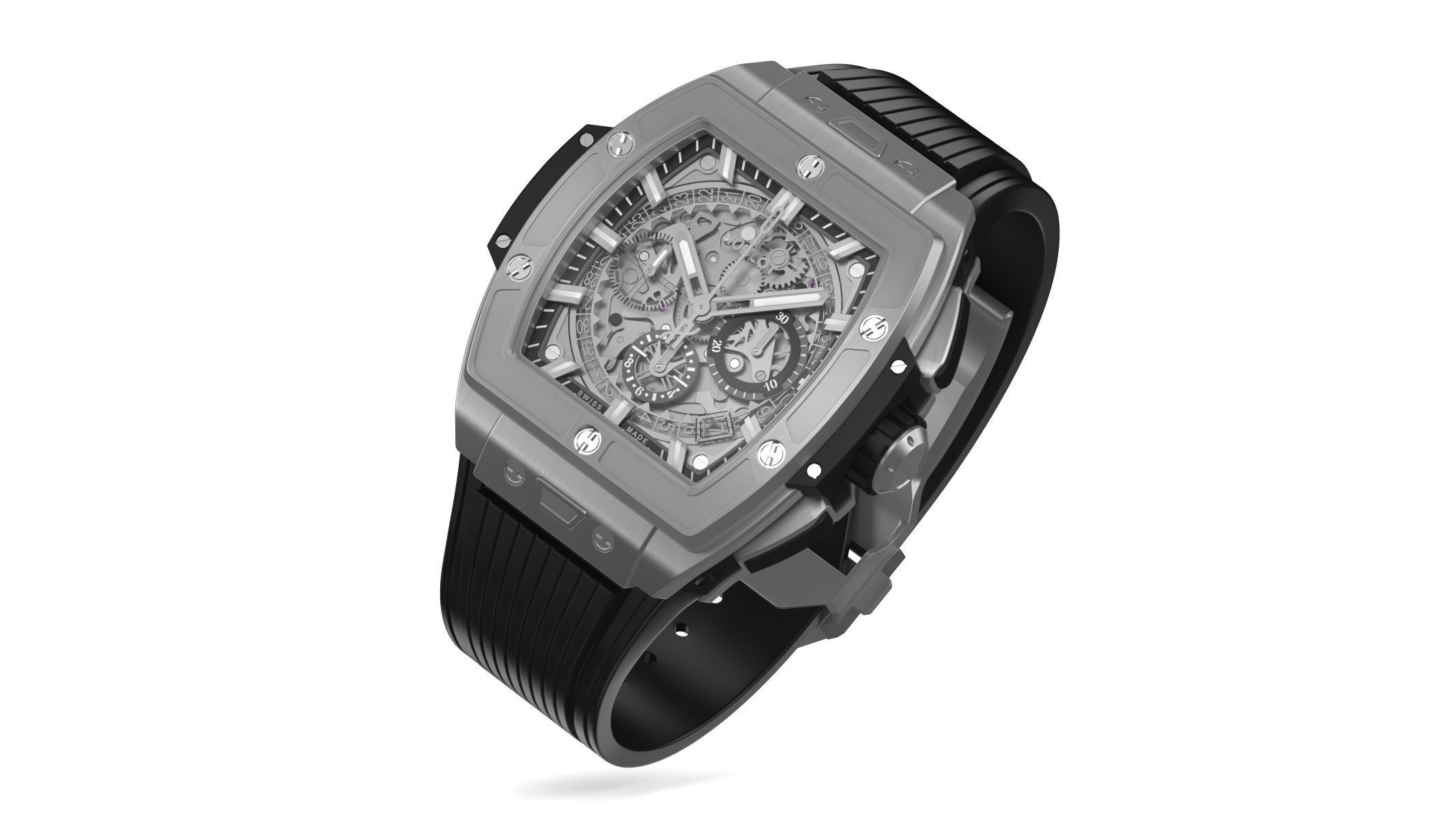 Hublot Spirit Of Big Bang Titanium Ceramic 42mm Silver Watch 3D model_2