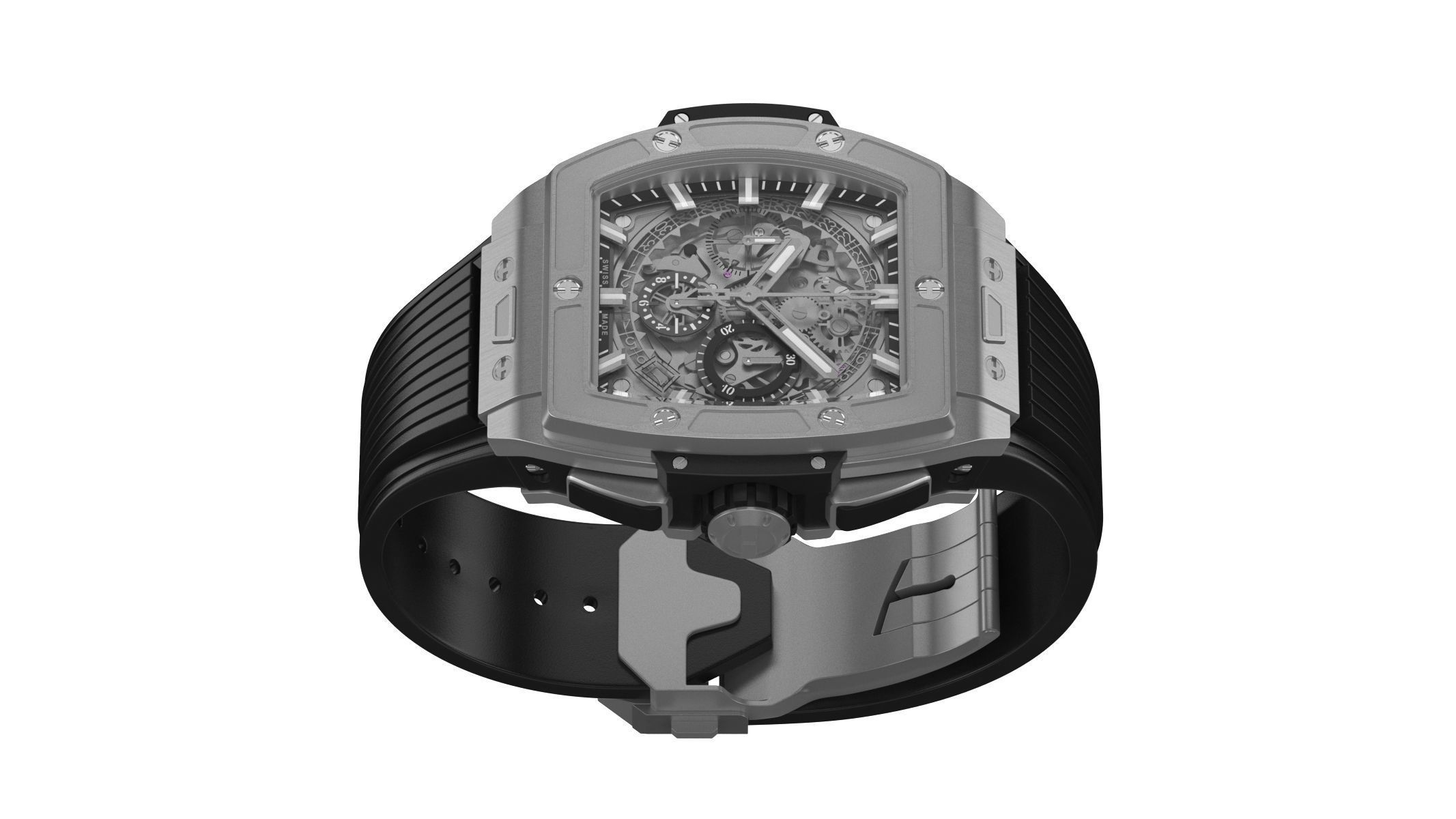 Hublot Spirit Of Big Bang Titanium Ceramic 42mm Silver Watch 3D model_8