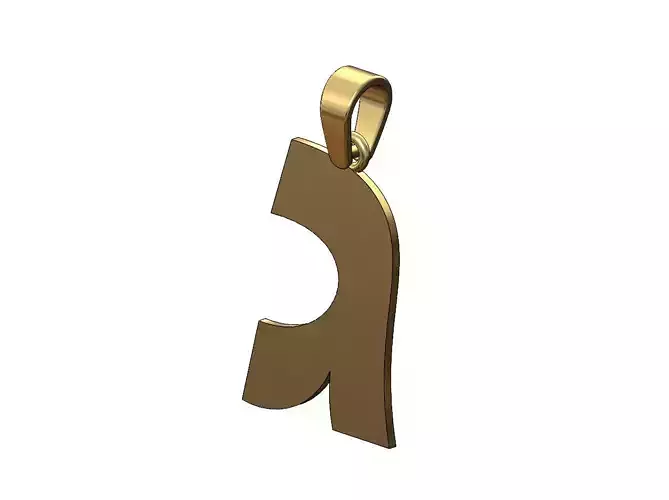 Gimel jewish hebrew initials alphabet pendant charm bail 3D print model