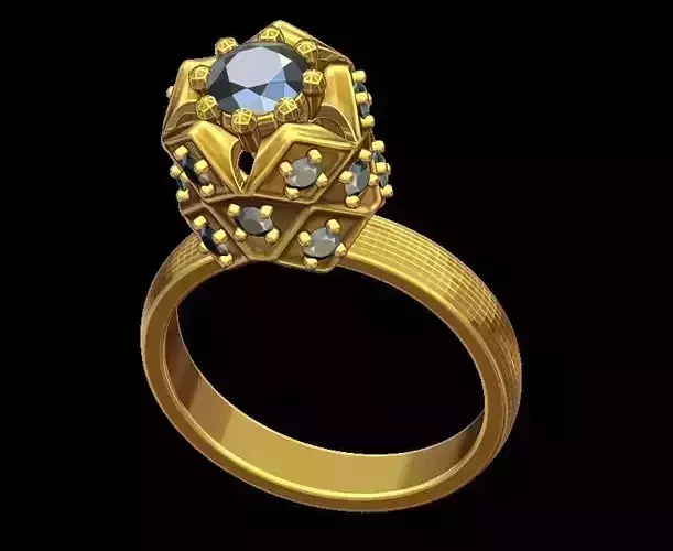 Diamond Cut Gallery Ring 3D print model
