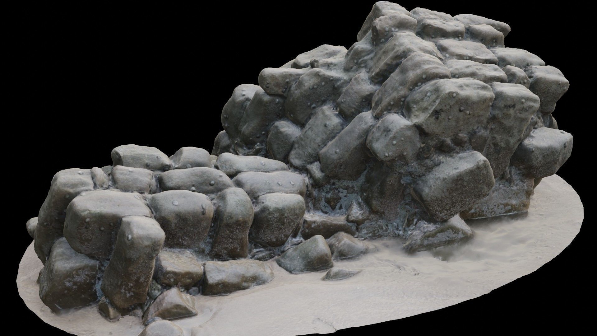 Scanned Stone Bundel Low-poly 3D model_6