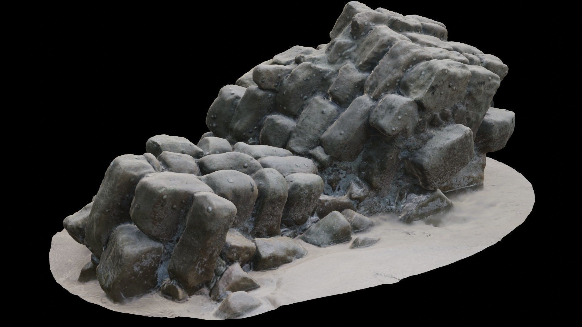 Scanned Stone Bundel Low-poly 3D model_4