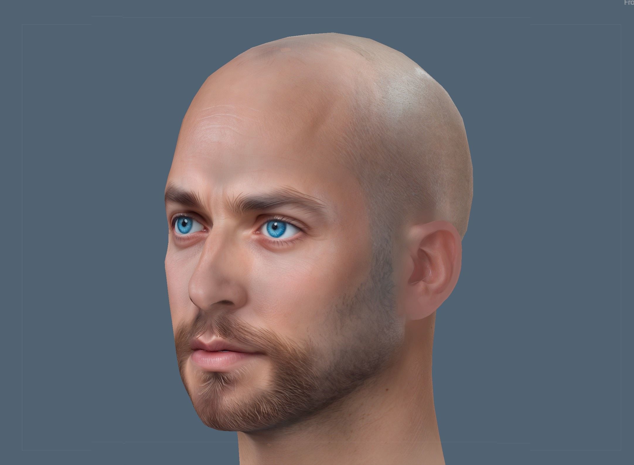 Male head Realistic Perfect Head Low-poly  Low-poly 3D model_2