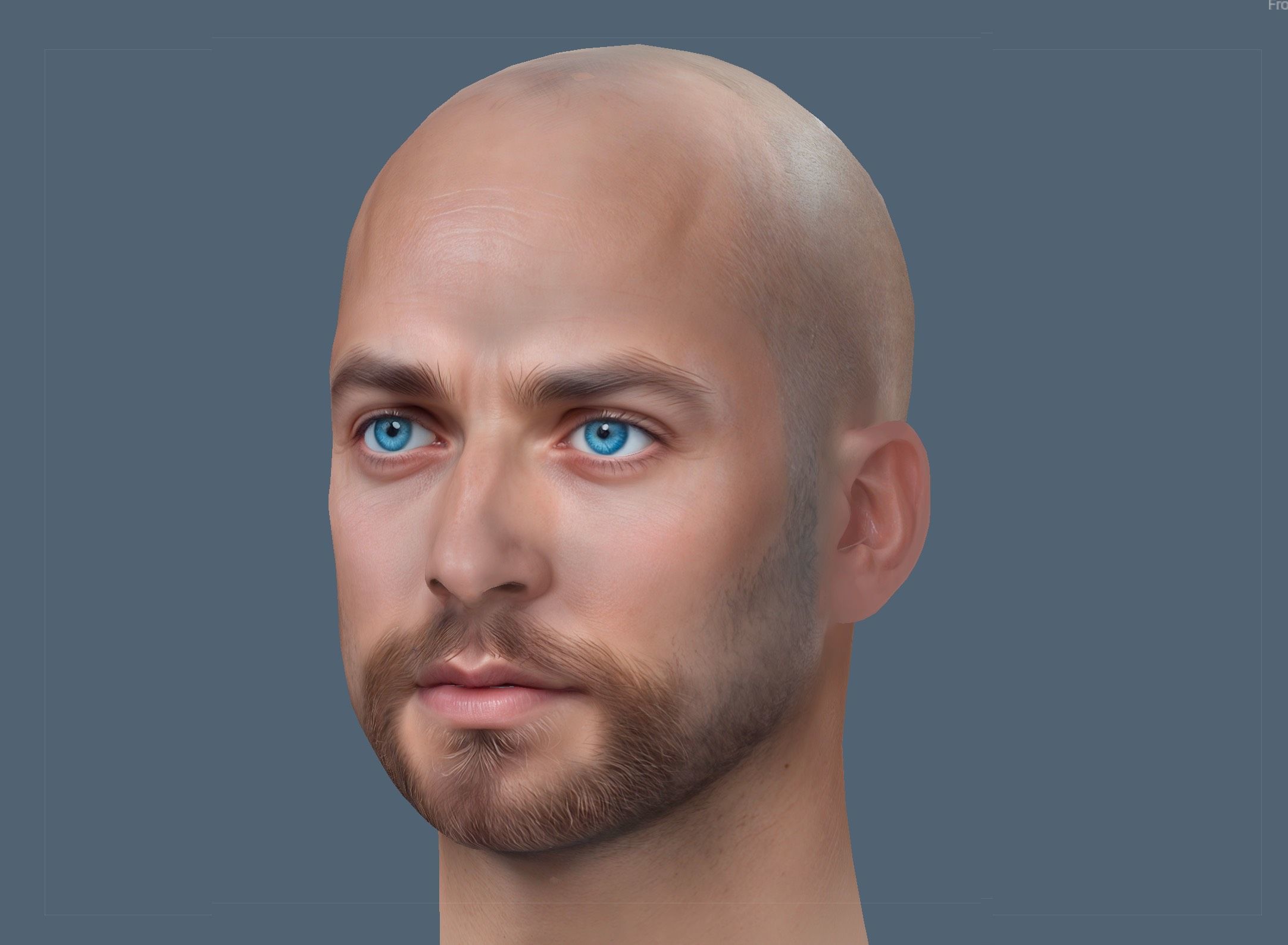 Male head Realistic Perfect Head Low-poly  Low-poly 3D model_5