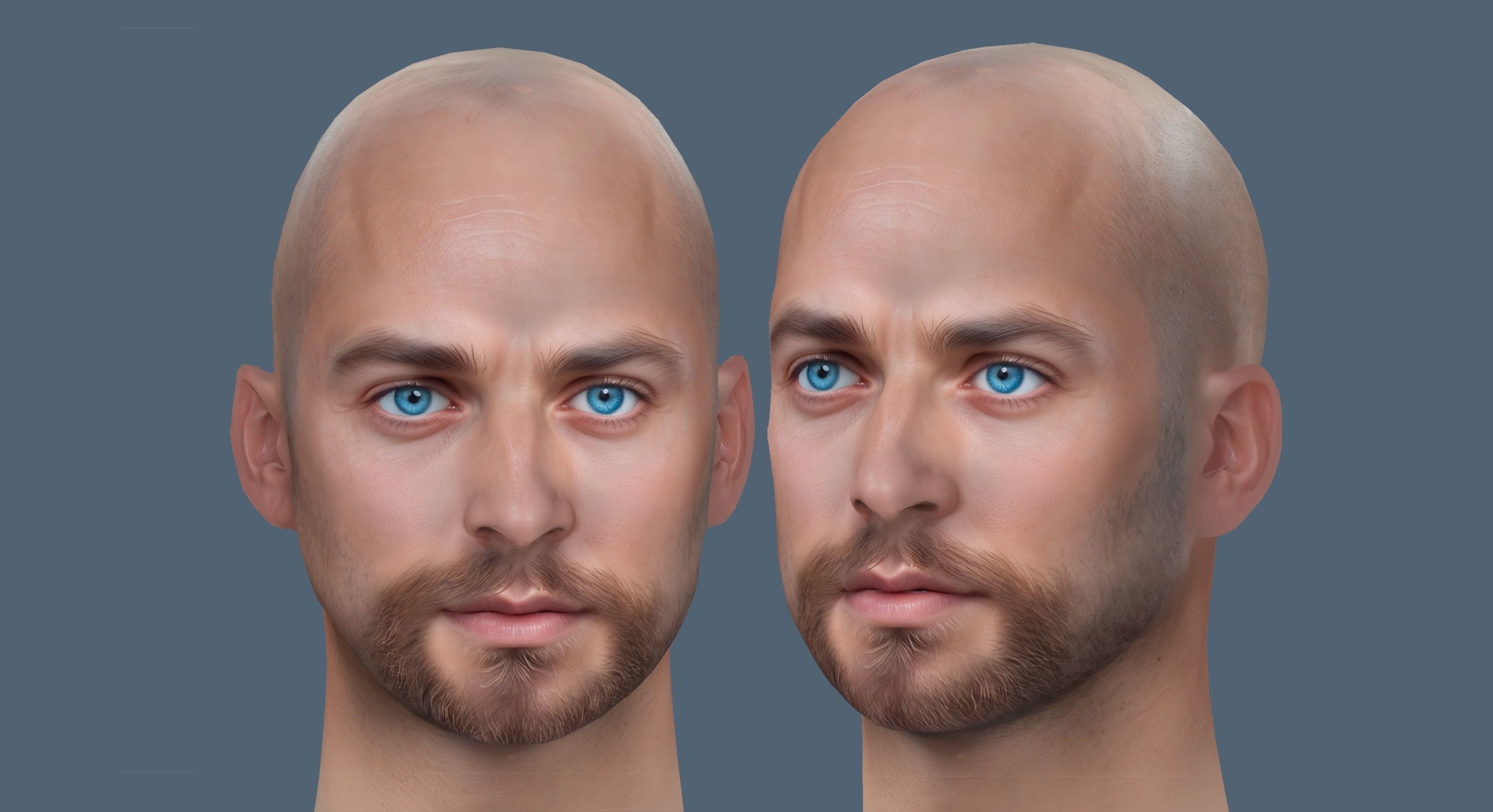 Male head Realistic Perfect Head Low-poly  Low-poly 3D model_7