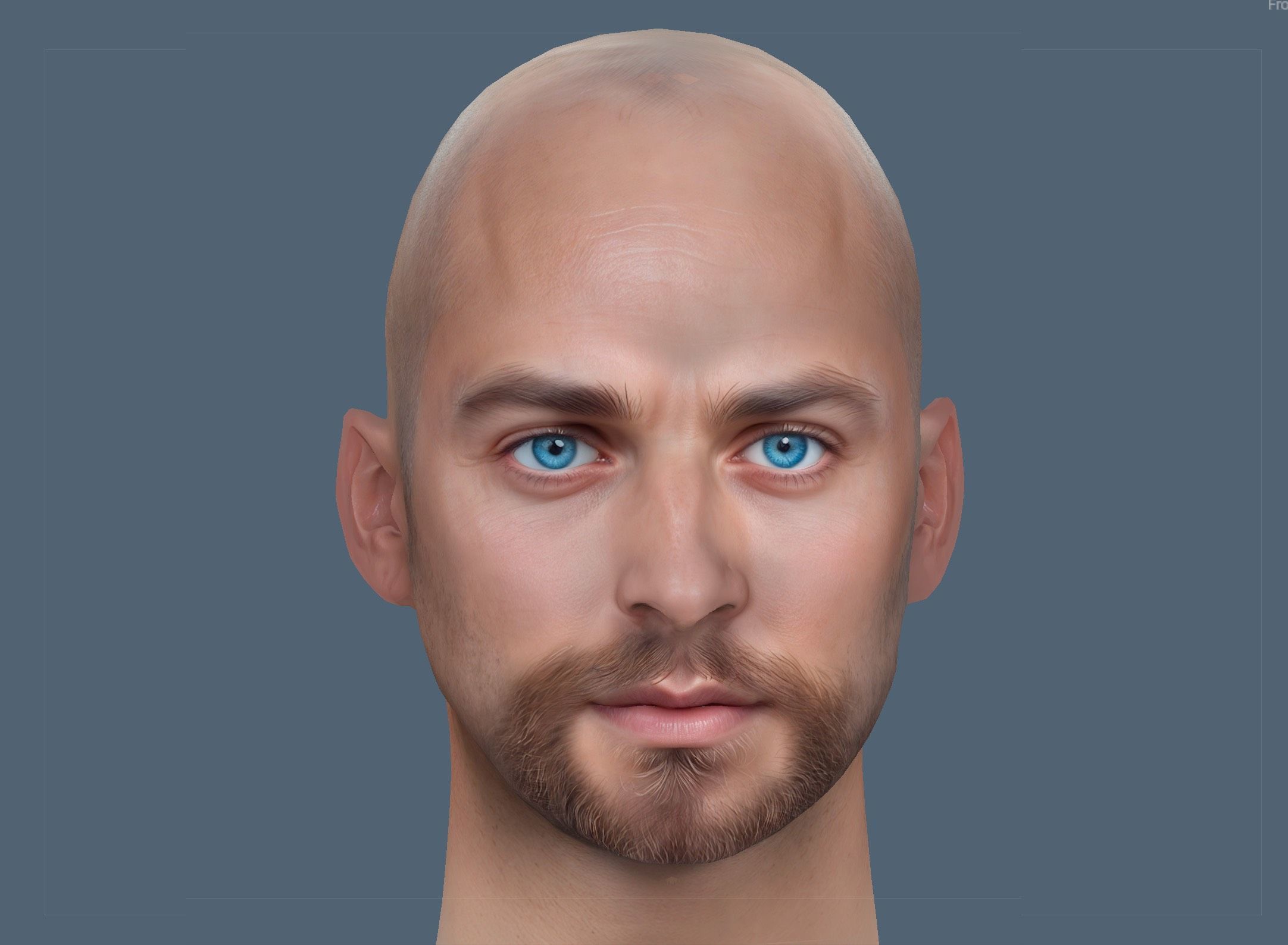 Male head Realistic Perfect Head Low-poly  Low-poly 3D model_6