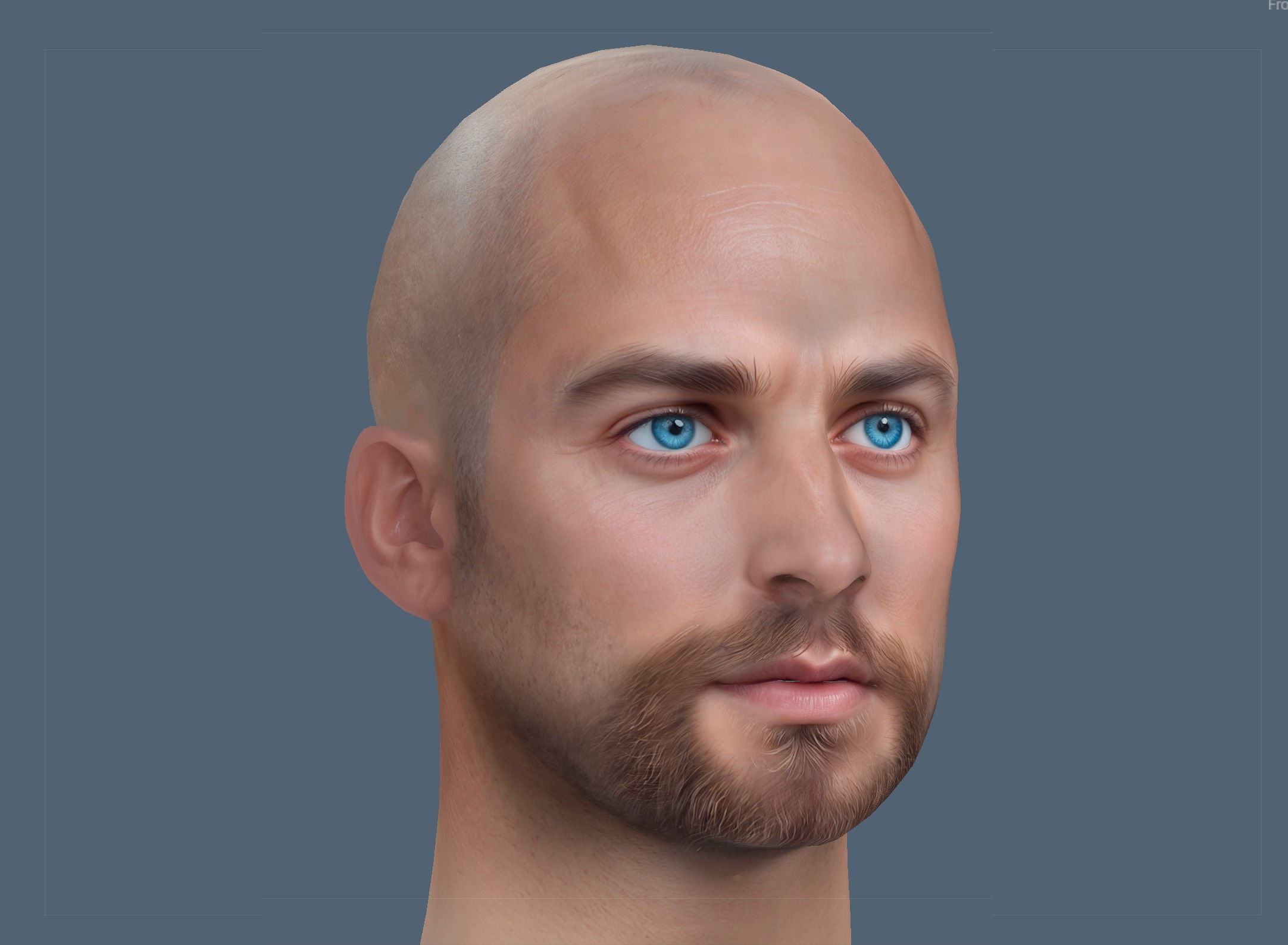 Male head Realistic Perfect Head Low-poly  Low-poly 3D model_4