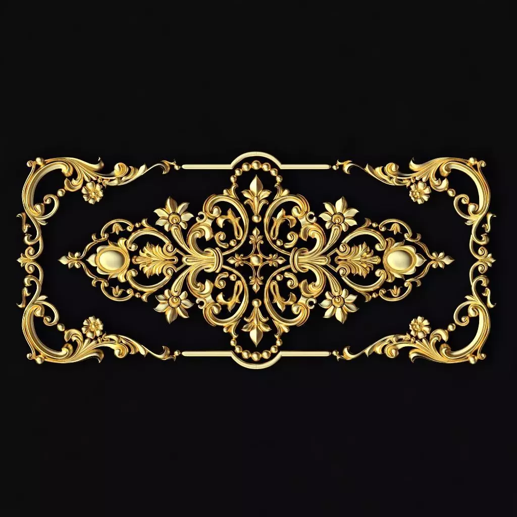 Central decor ornament for furniture 3D model_0