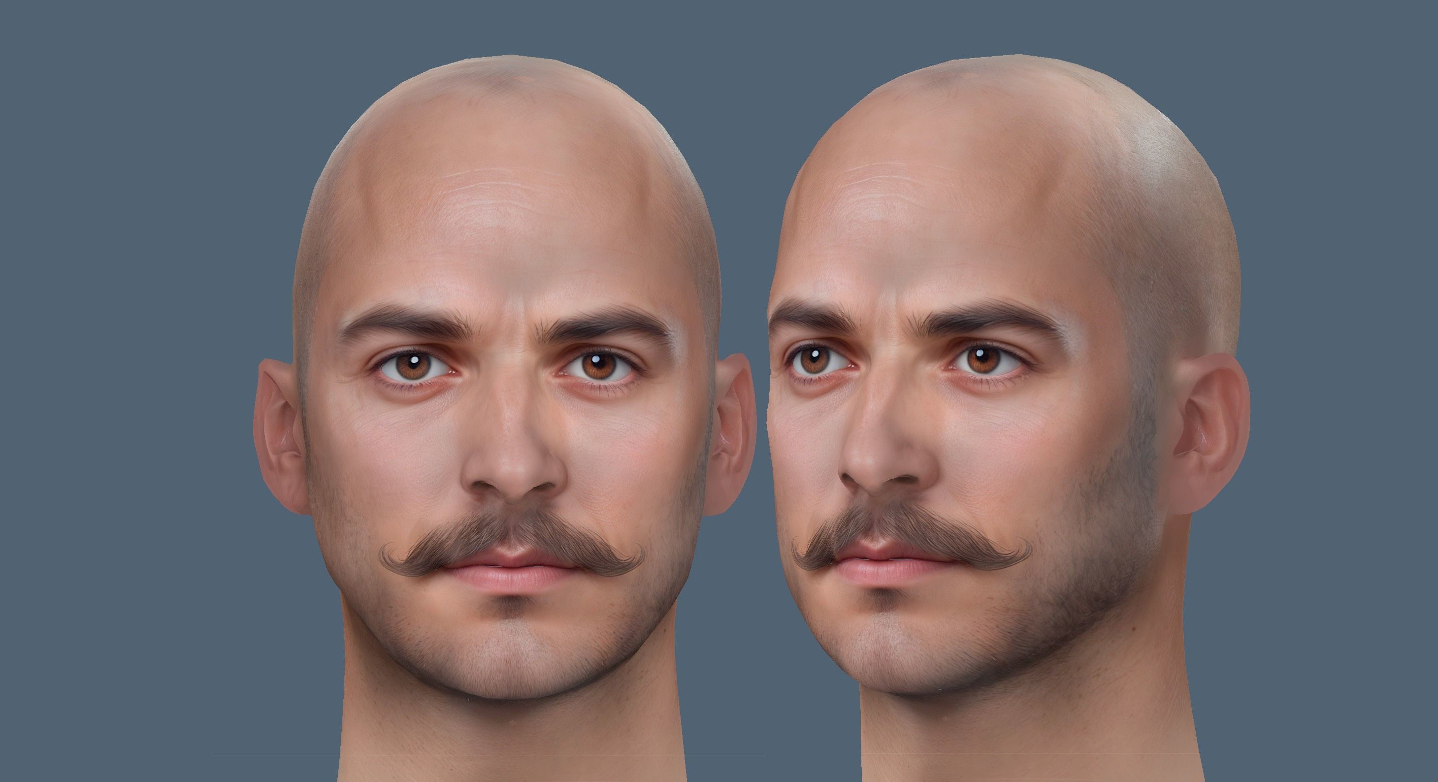 Male head Realistic Perfect Head Low-poly 3D model_7