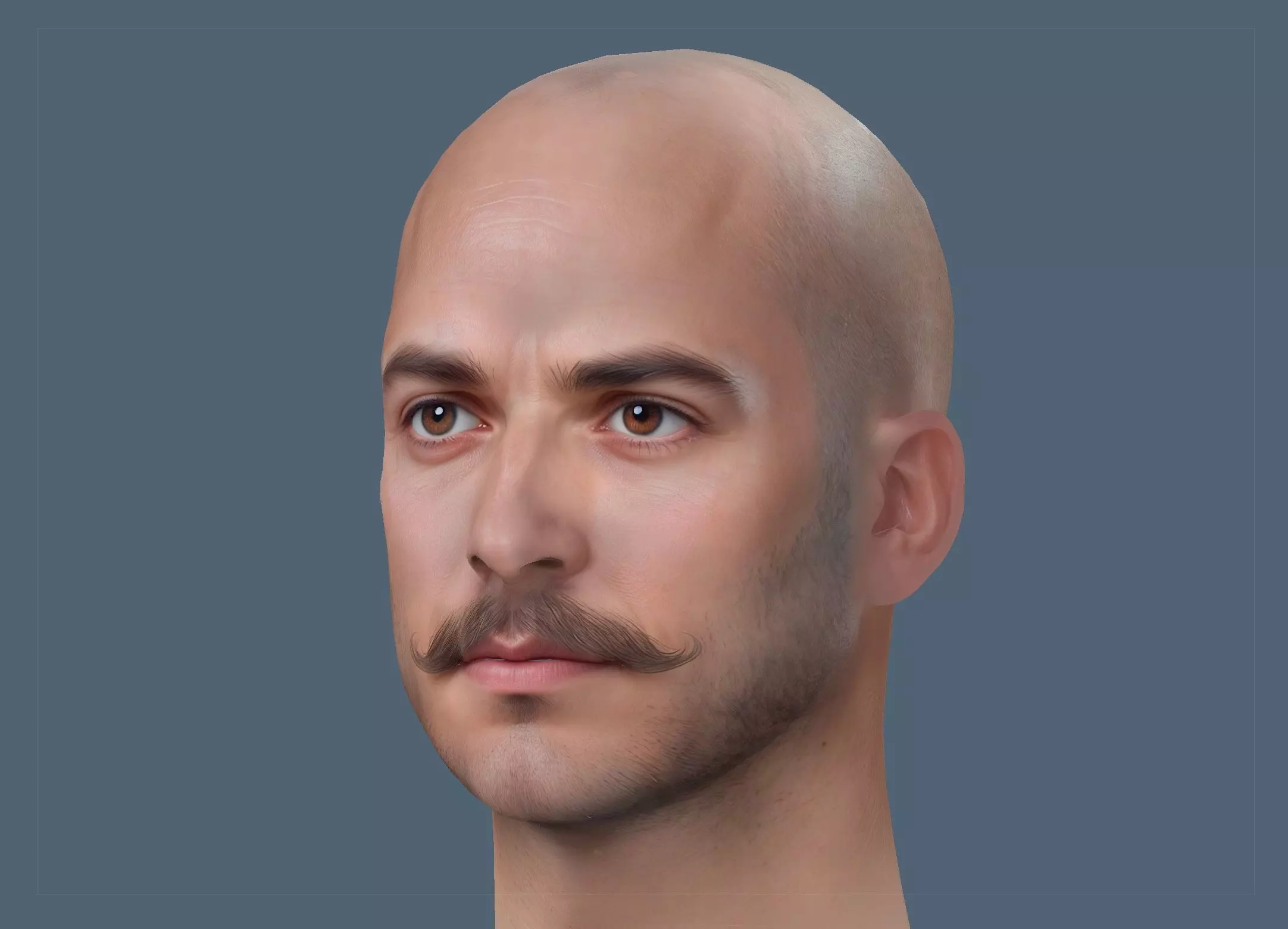 Male head Realistic Perfect Head Low-poly 3D model_0