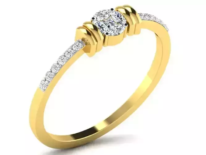 Light Weight Yellow Gold Diamond Ring DR-6033