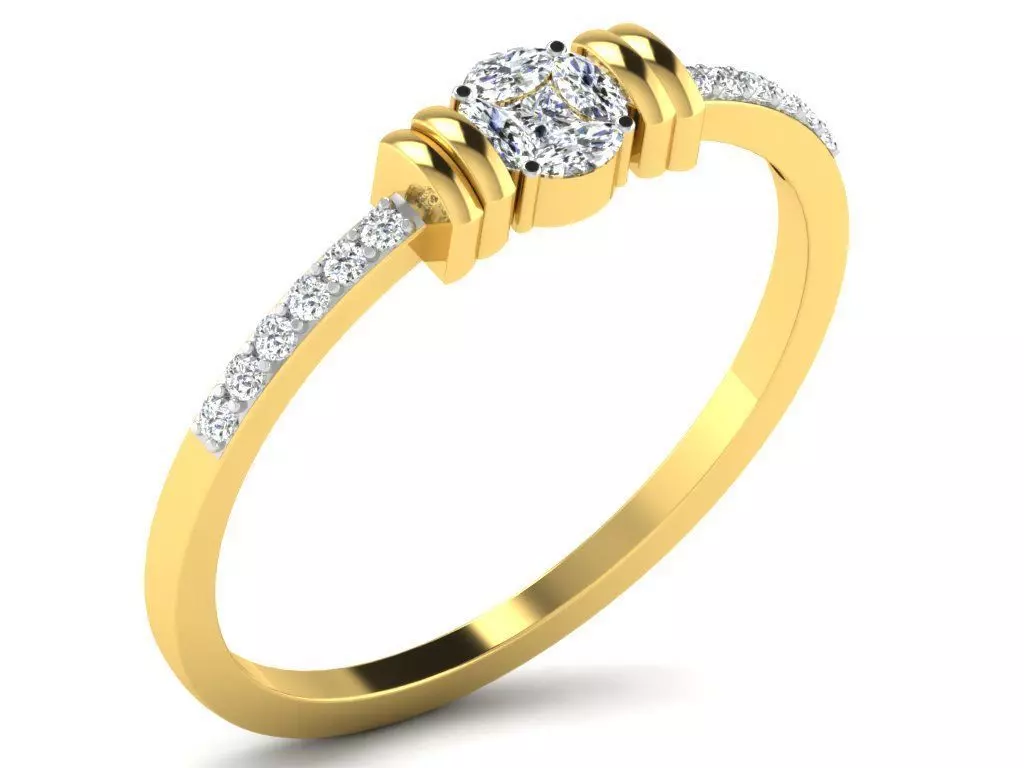 Light Weight Yellow Gold Diamond Ring DR-6033 3D print model_0