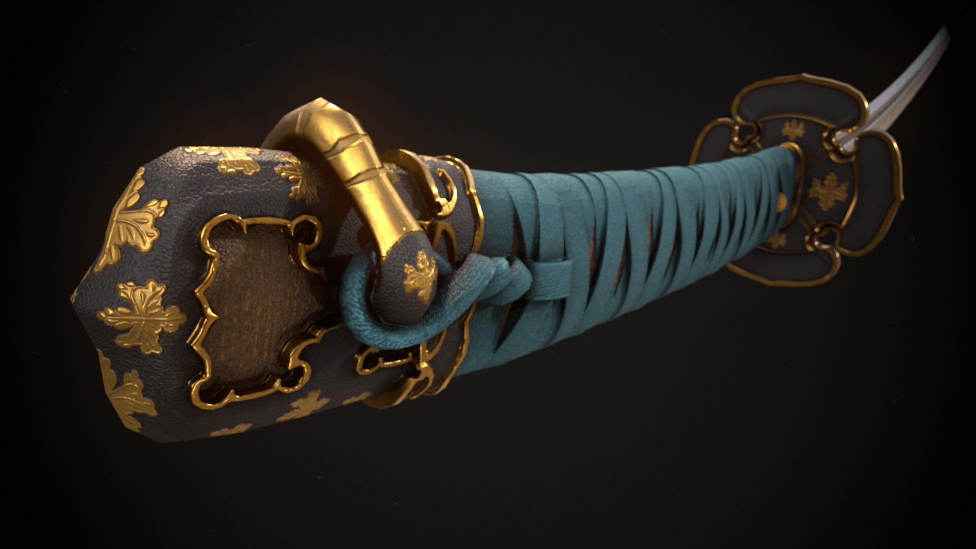 Katana Low-poly 3D model_3