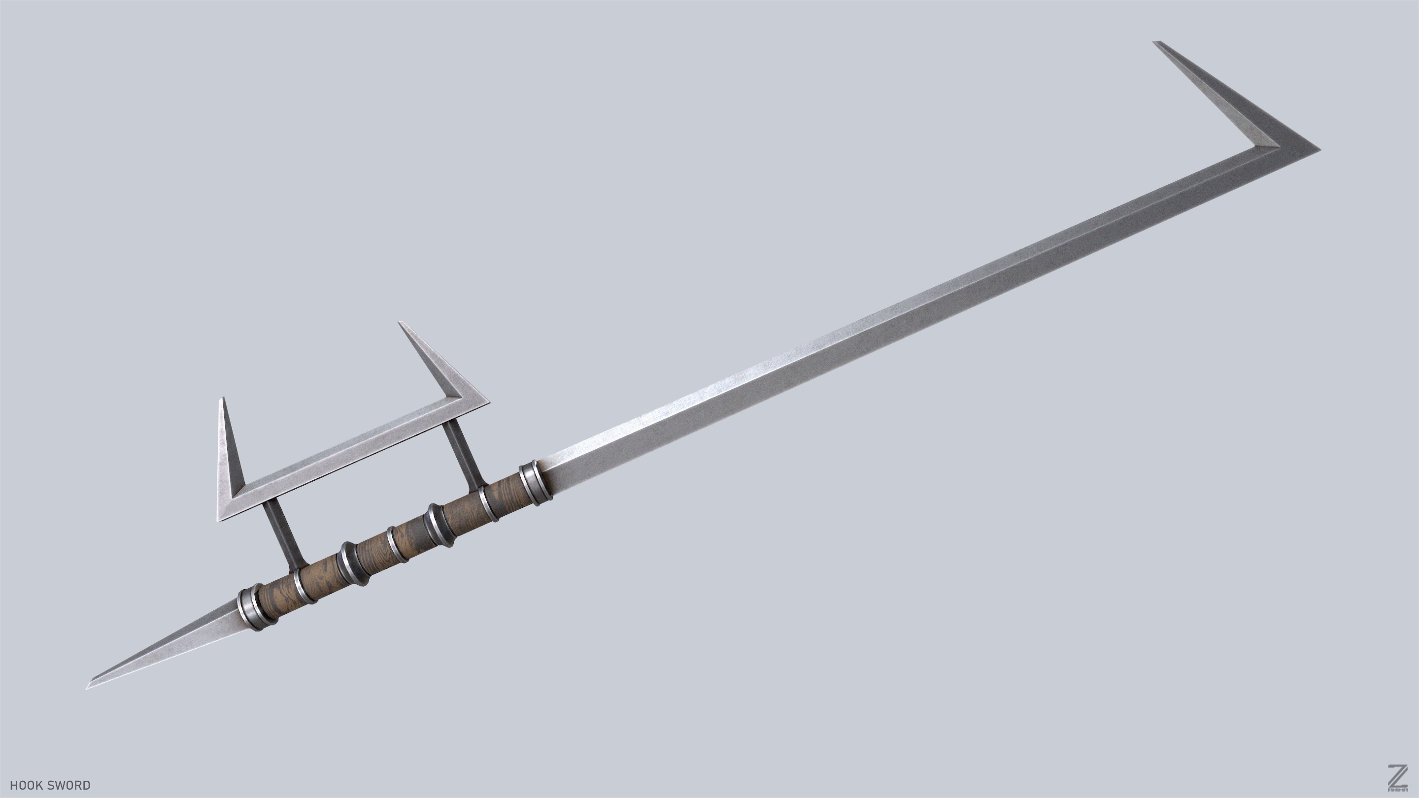 Hook sword Low-poly 3D model_8