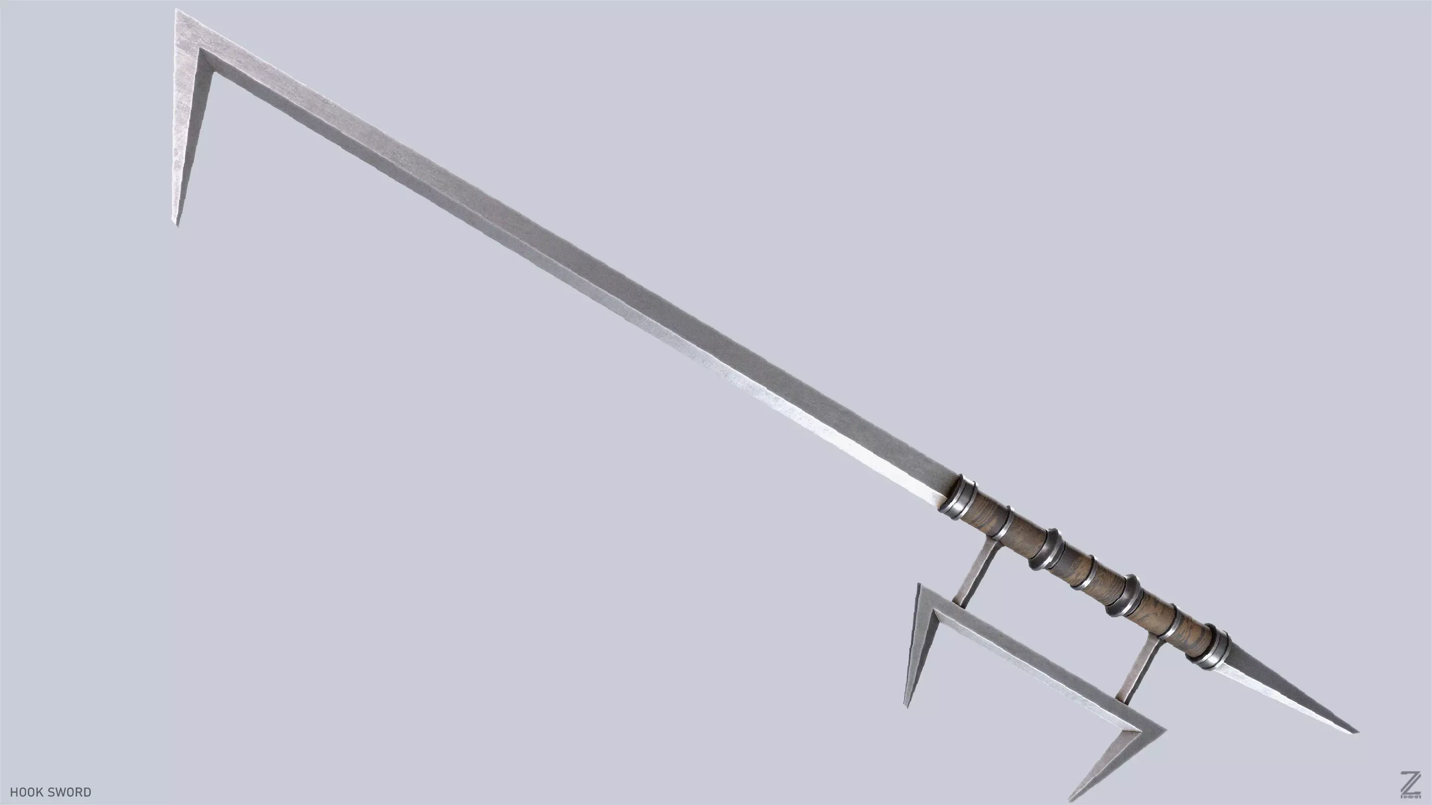 Hook sword Low-poly 3D model_0