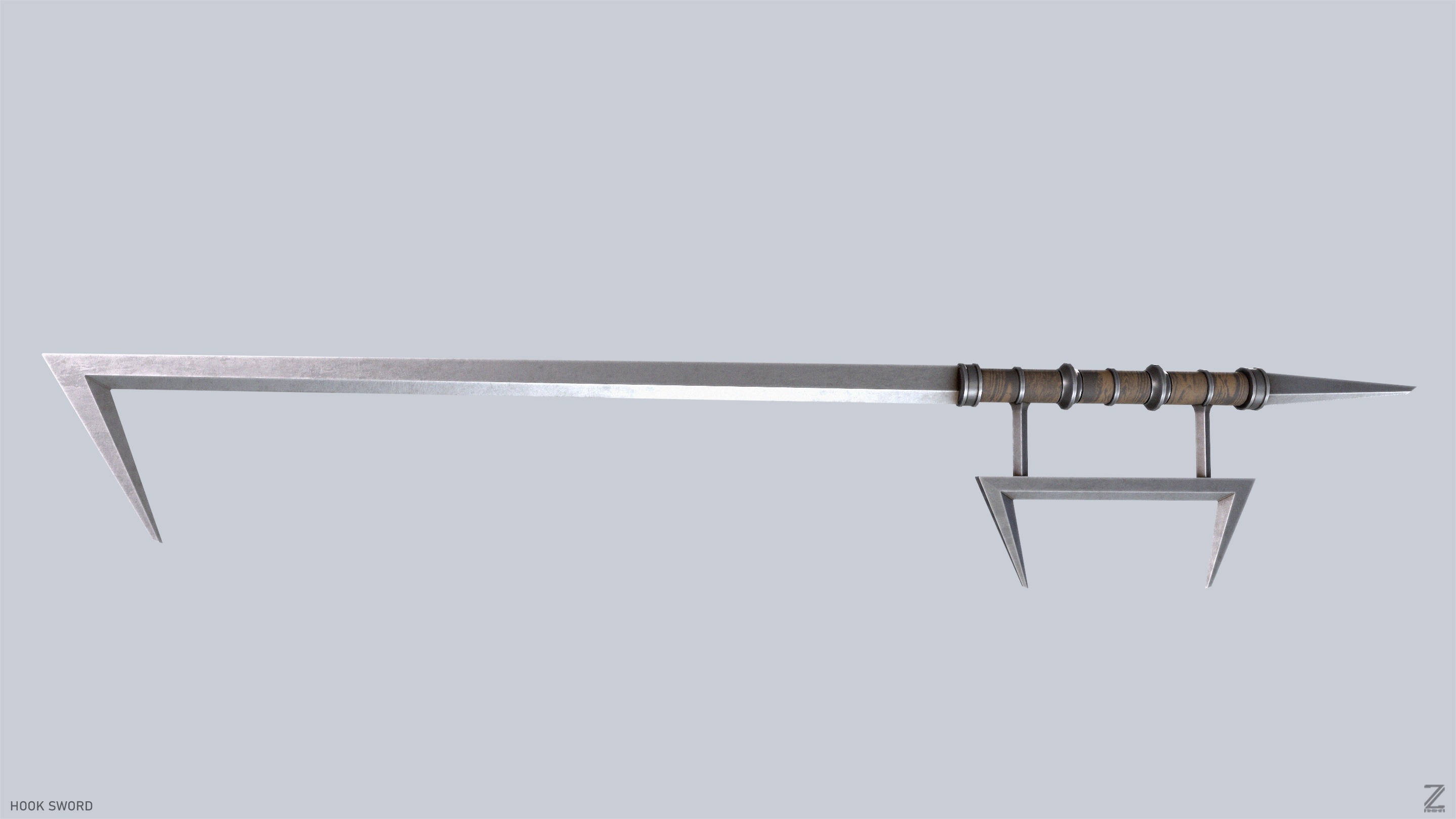 Hook sword Low-poly 3D model_7