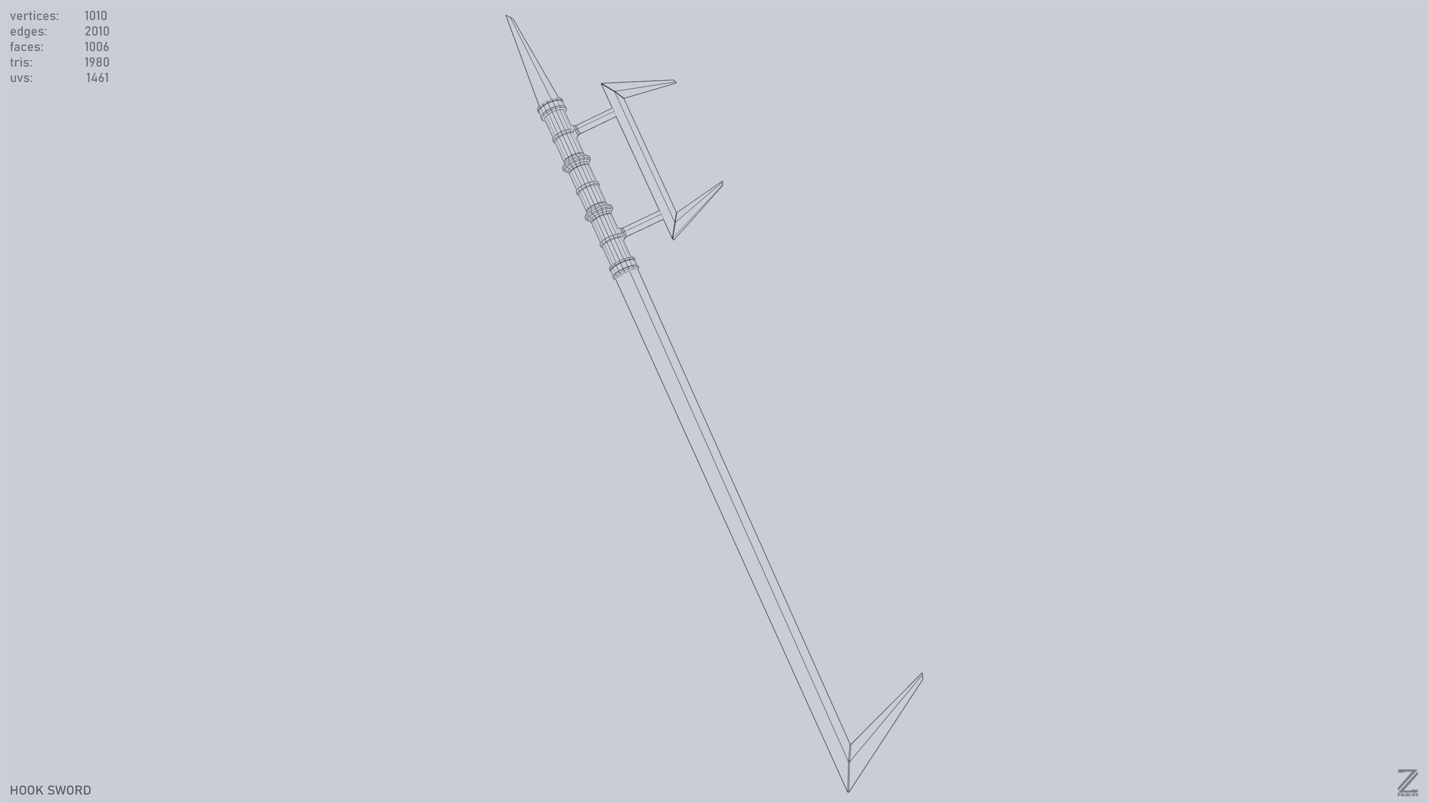 Hook sword Low-poly 3D model_12