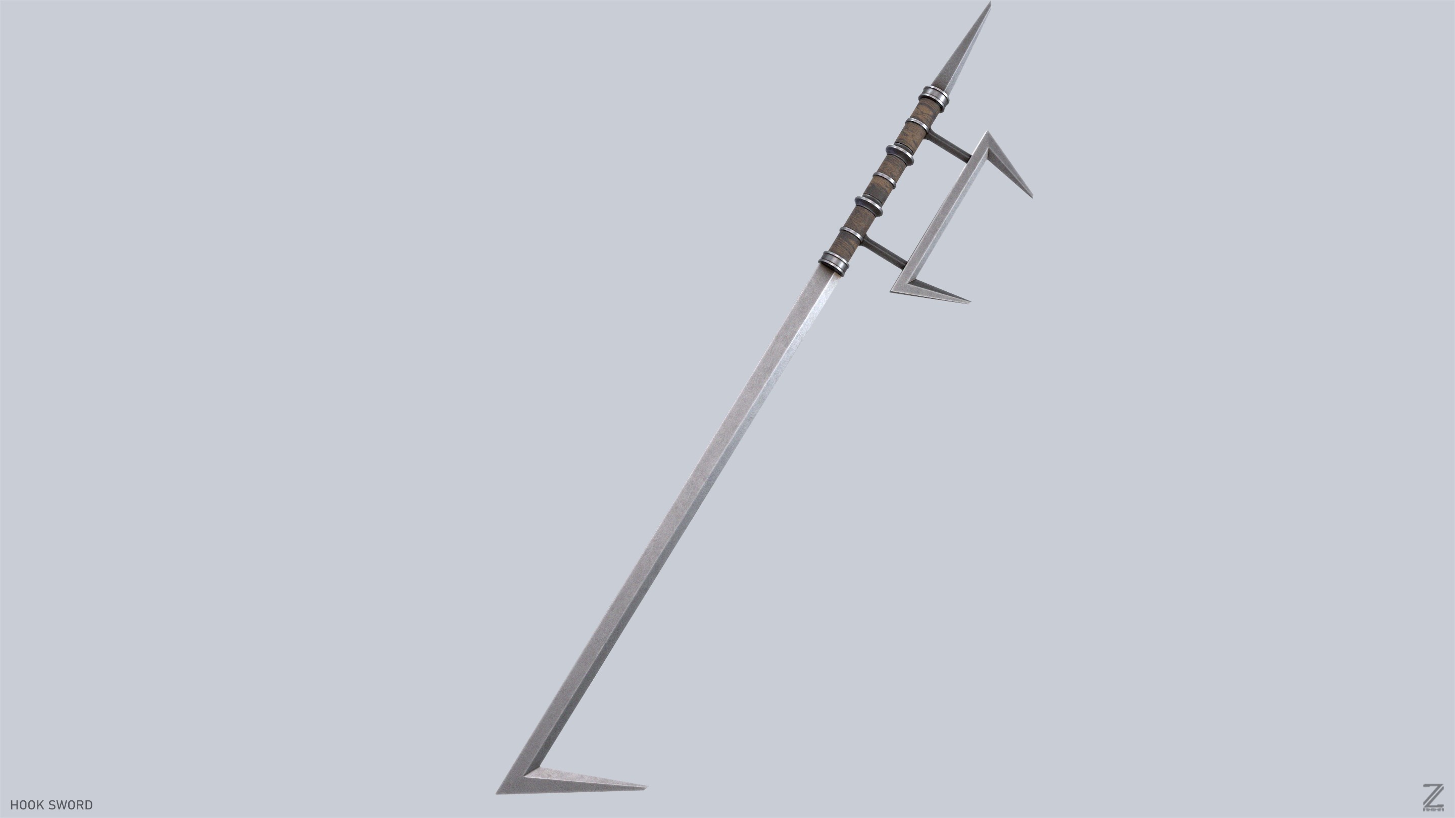 Hook sword Low-poly 3D model_6