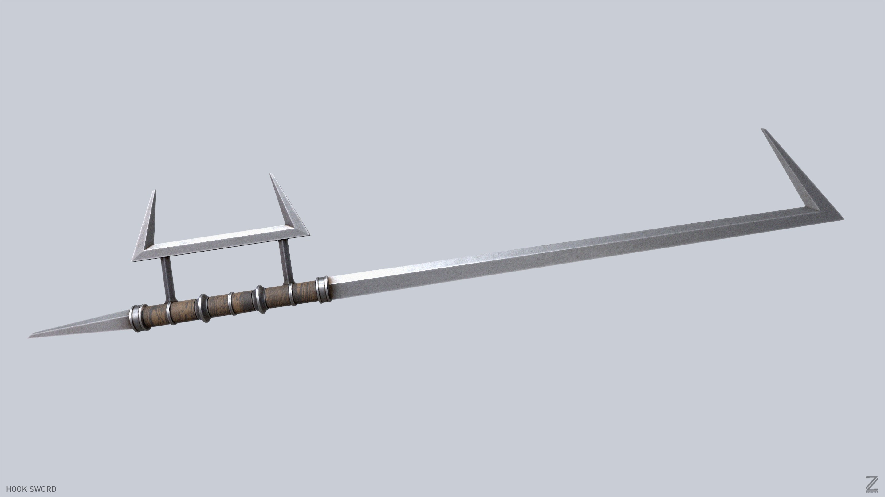 Hook sword Low-poly 3D model_2