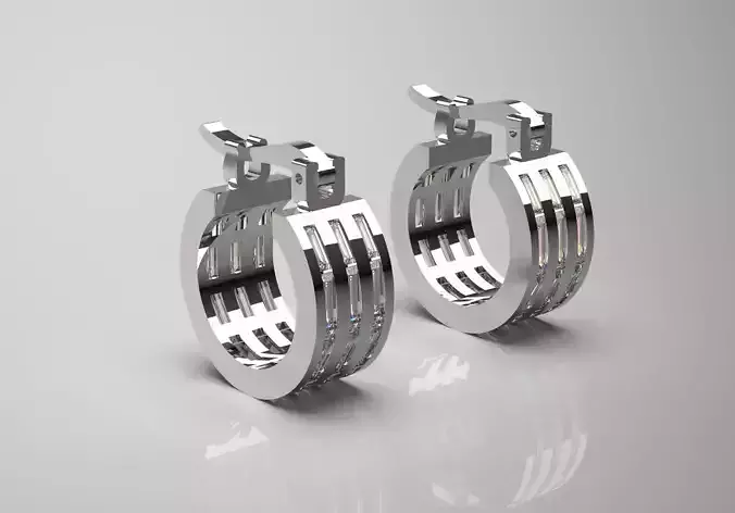 White Gold and Diamond Hoop STL earring  je0052